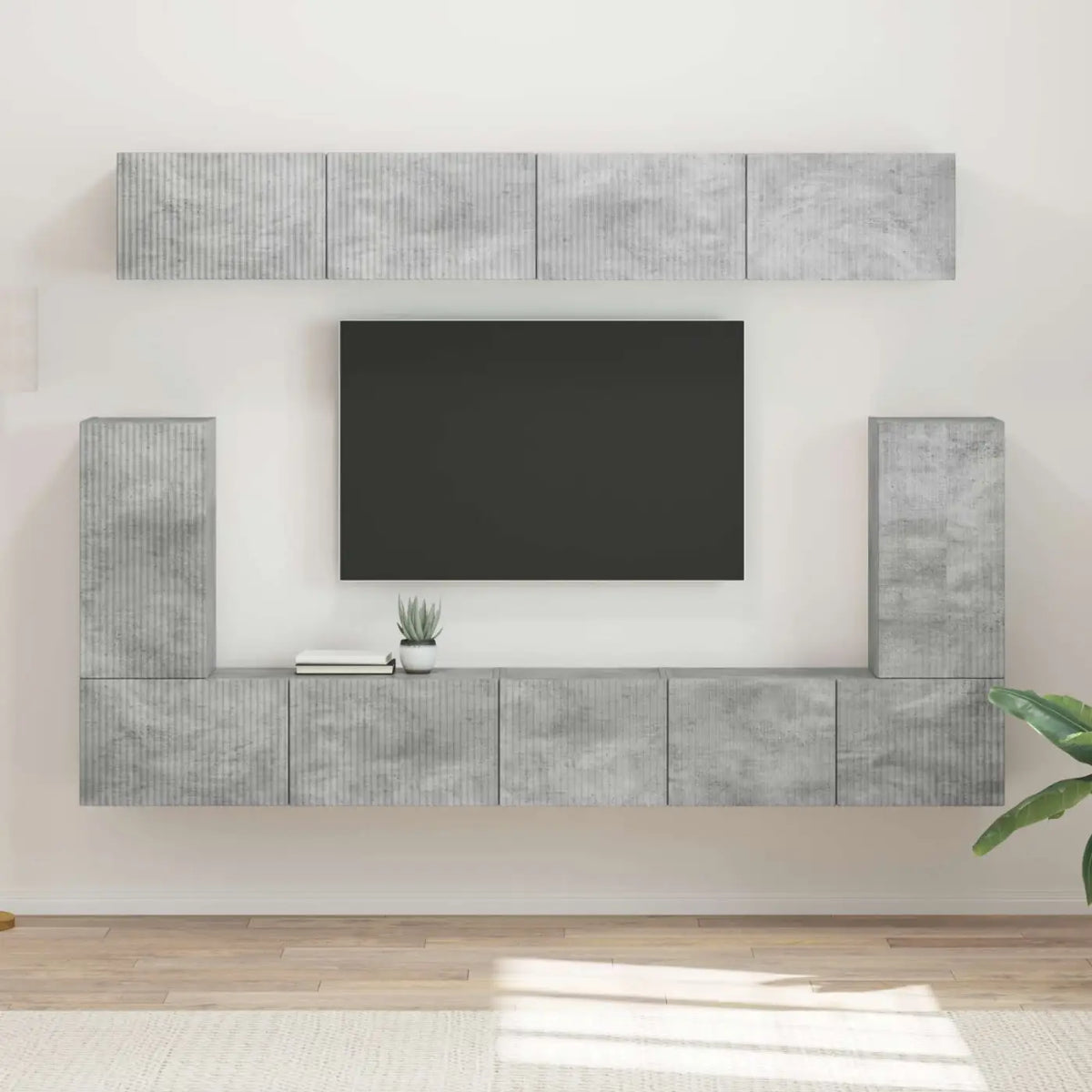 Ensemble meuble TV 5 pc Gris béton Bois d’ingénierie - XIOS