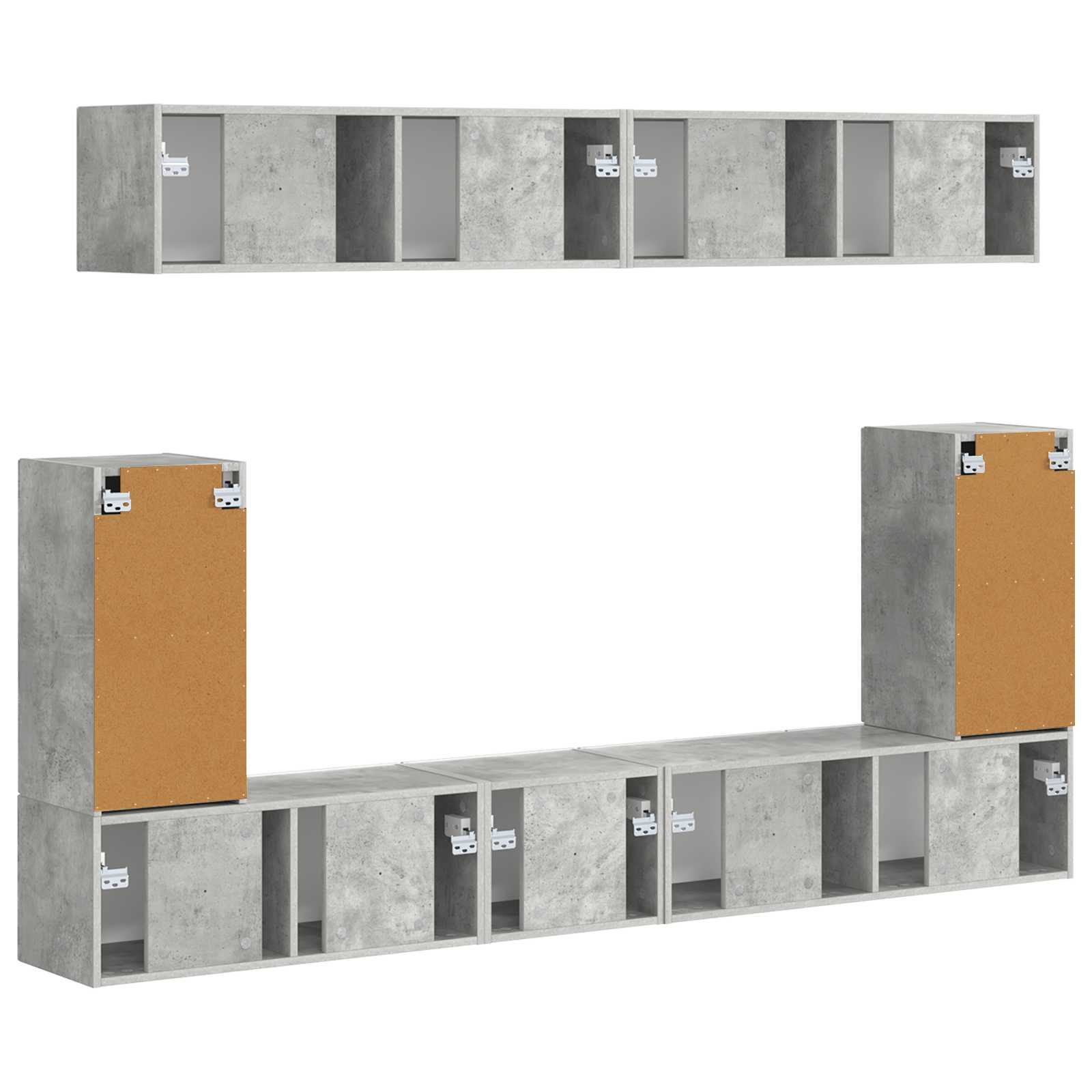 Ensemble meuble TV 5 pcs Gris béton Bois d'ingénierie - XIOS