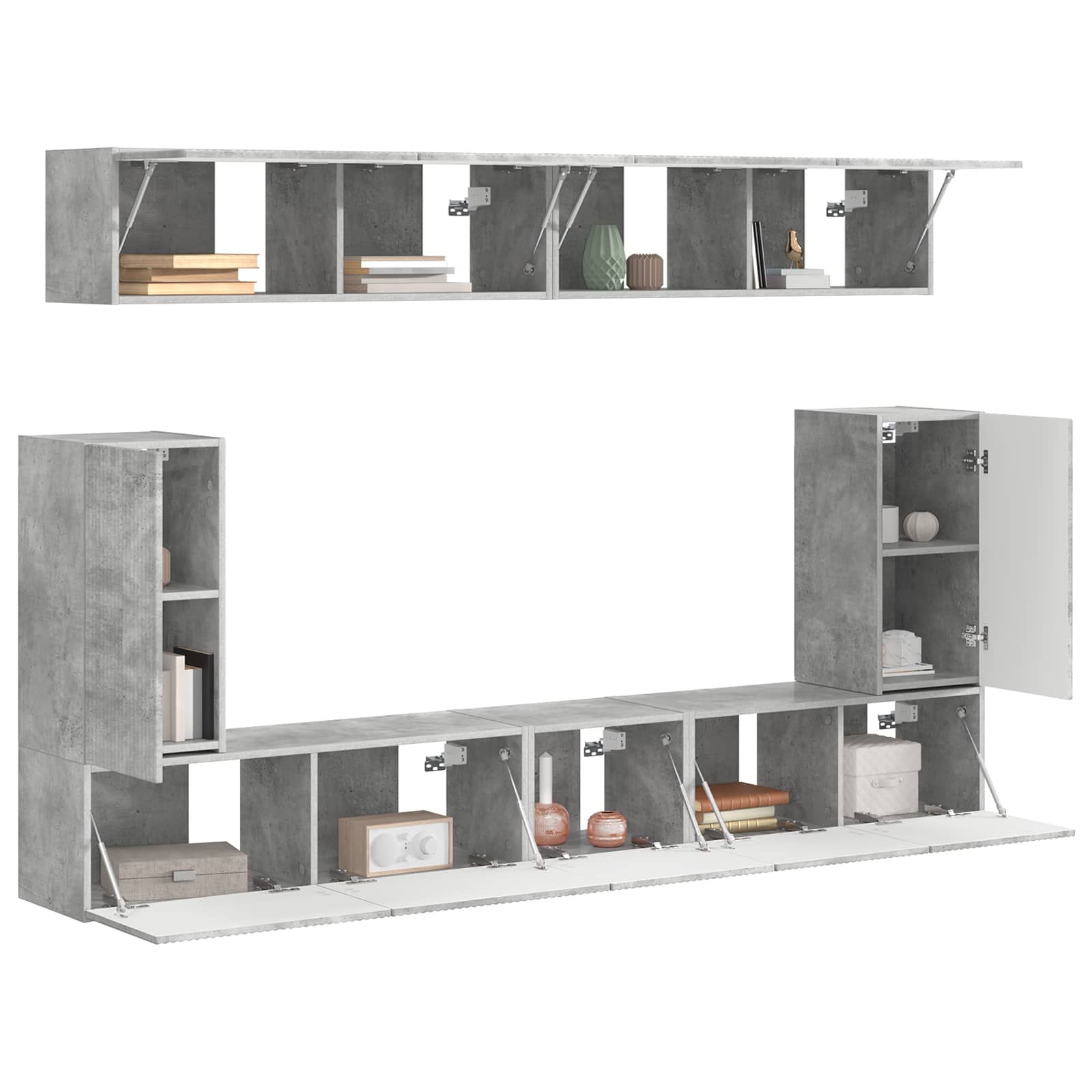 Ensemble meuble TV 5 pcs Gris béton Bois d'ingénierie - XIOS