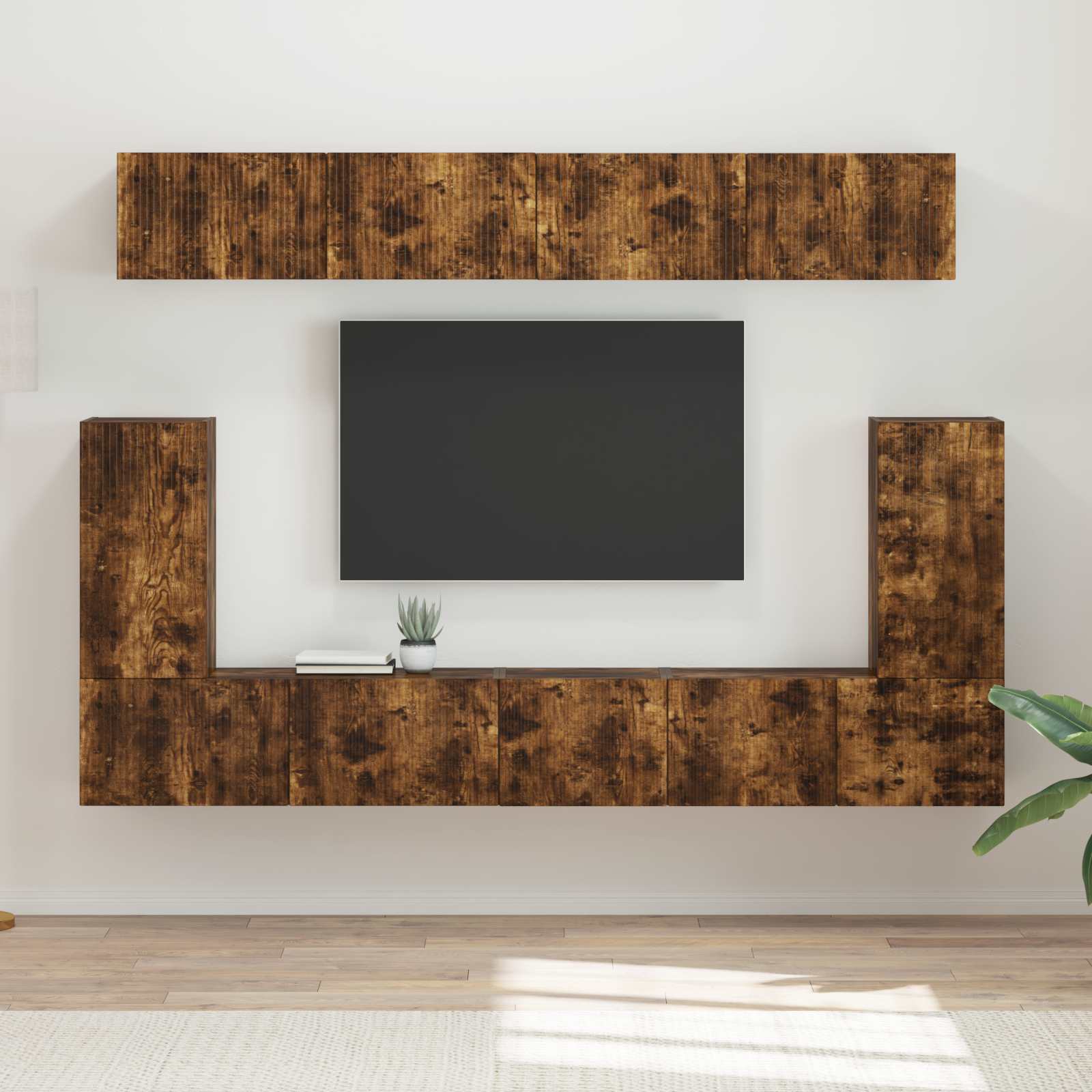 Ensemble meuble TV 5 pcs Chêne fumé Bois d'ingénierie - XIOS