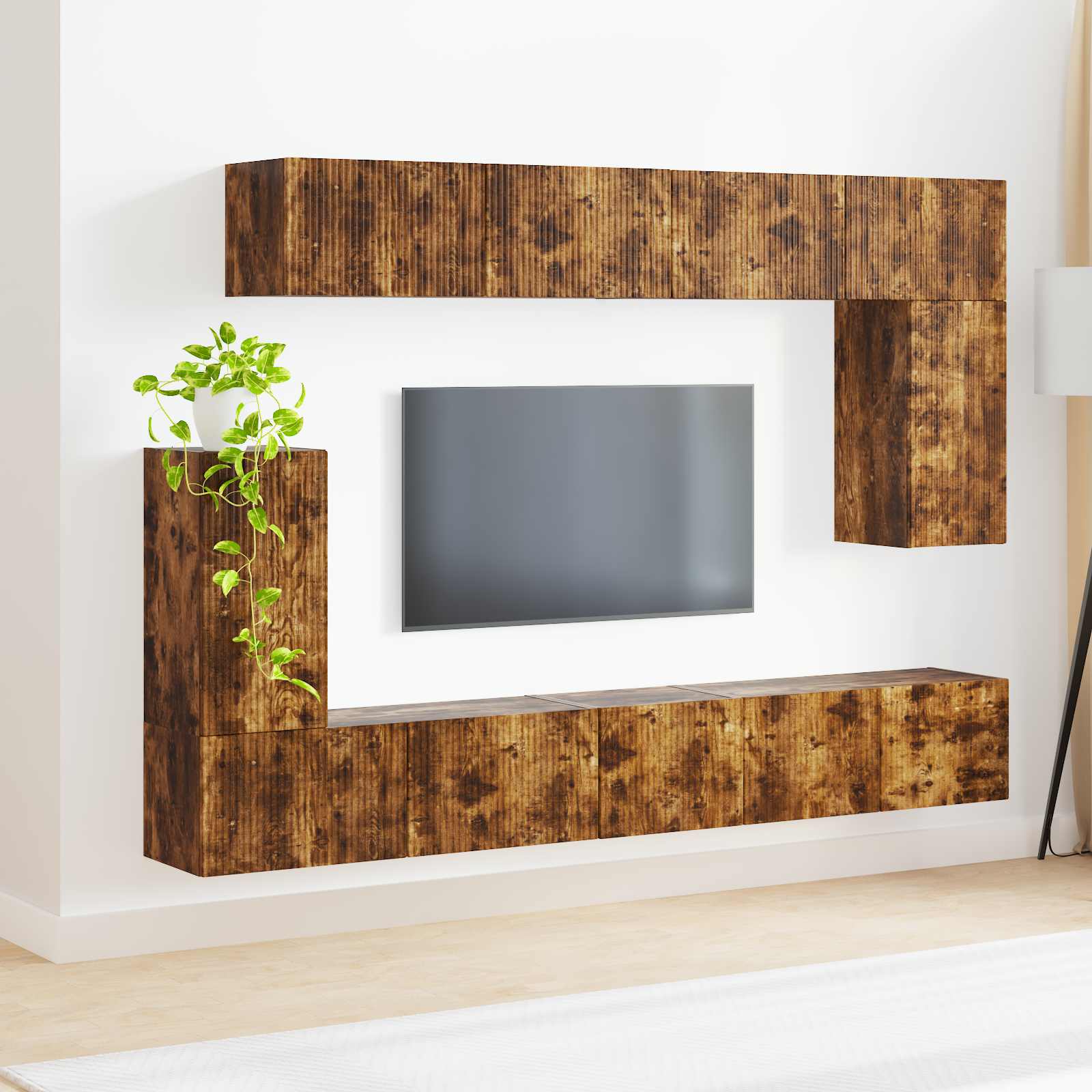 Ensemble meuble TV 5 pcs Chêne fumé Bois d'ingénierie - XIOS