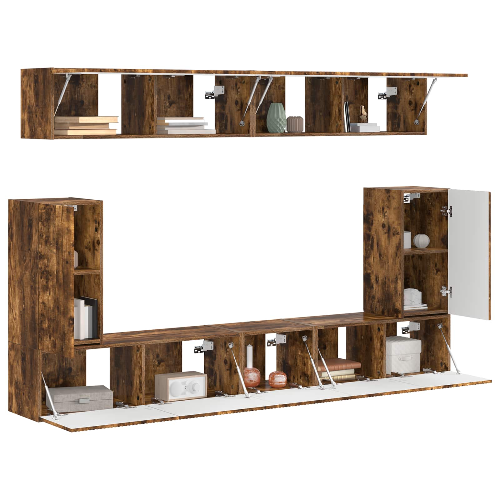 Ensemble meuble TV 5 pcs Chêne fumé Bois d'ingénierie - XIOS