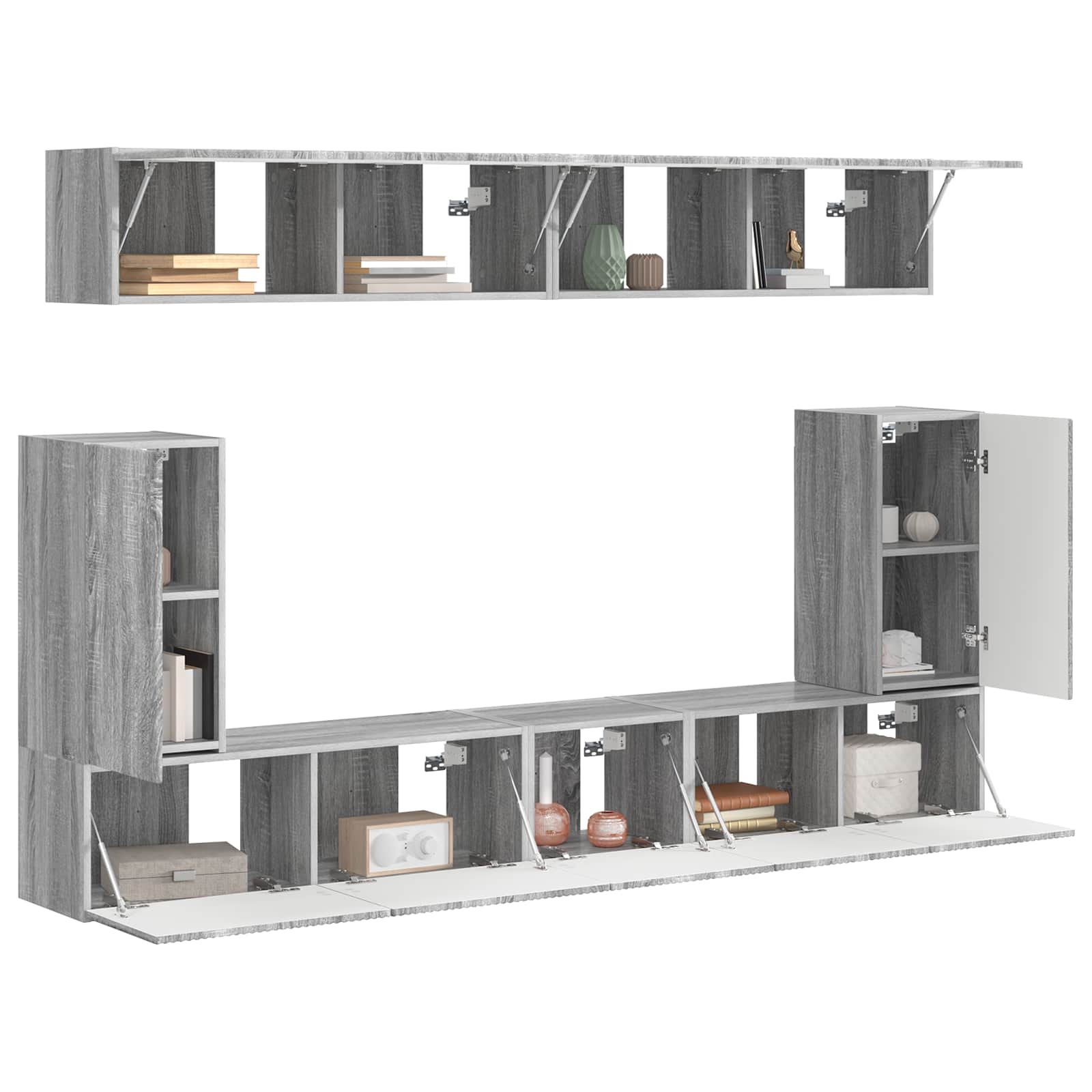 Ensemble meuble TV 5 pcs Gris Sonoma Bois d'ingénierie - XIOS