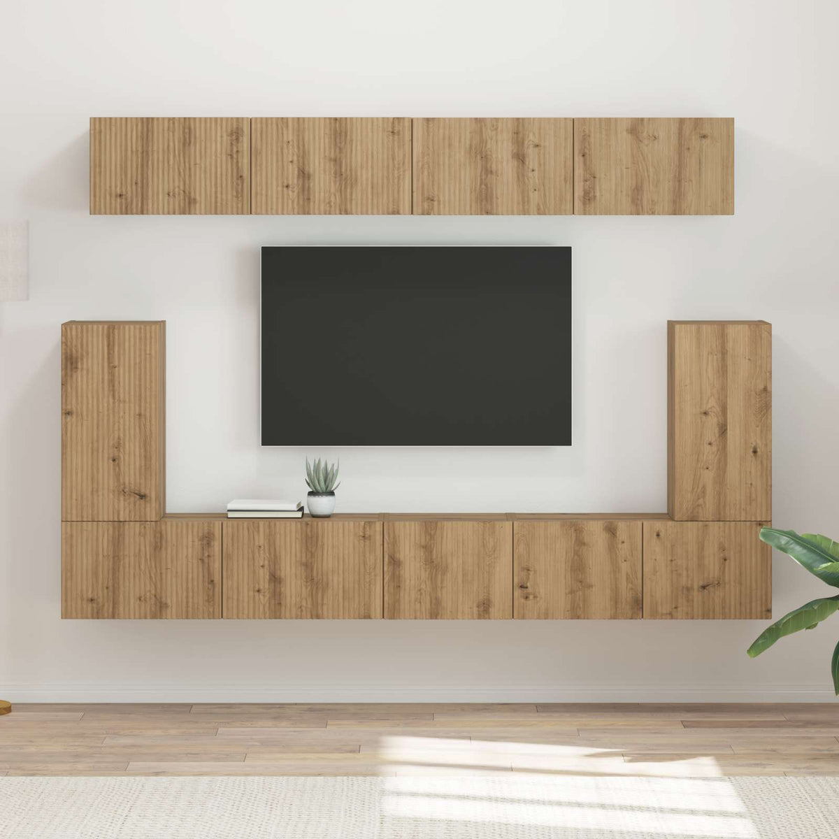 Ensemble meuble TV 5 pc Chêne artisanal Bois d'ingénierie - XIOS
