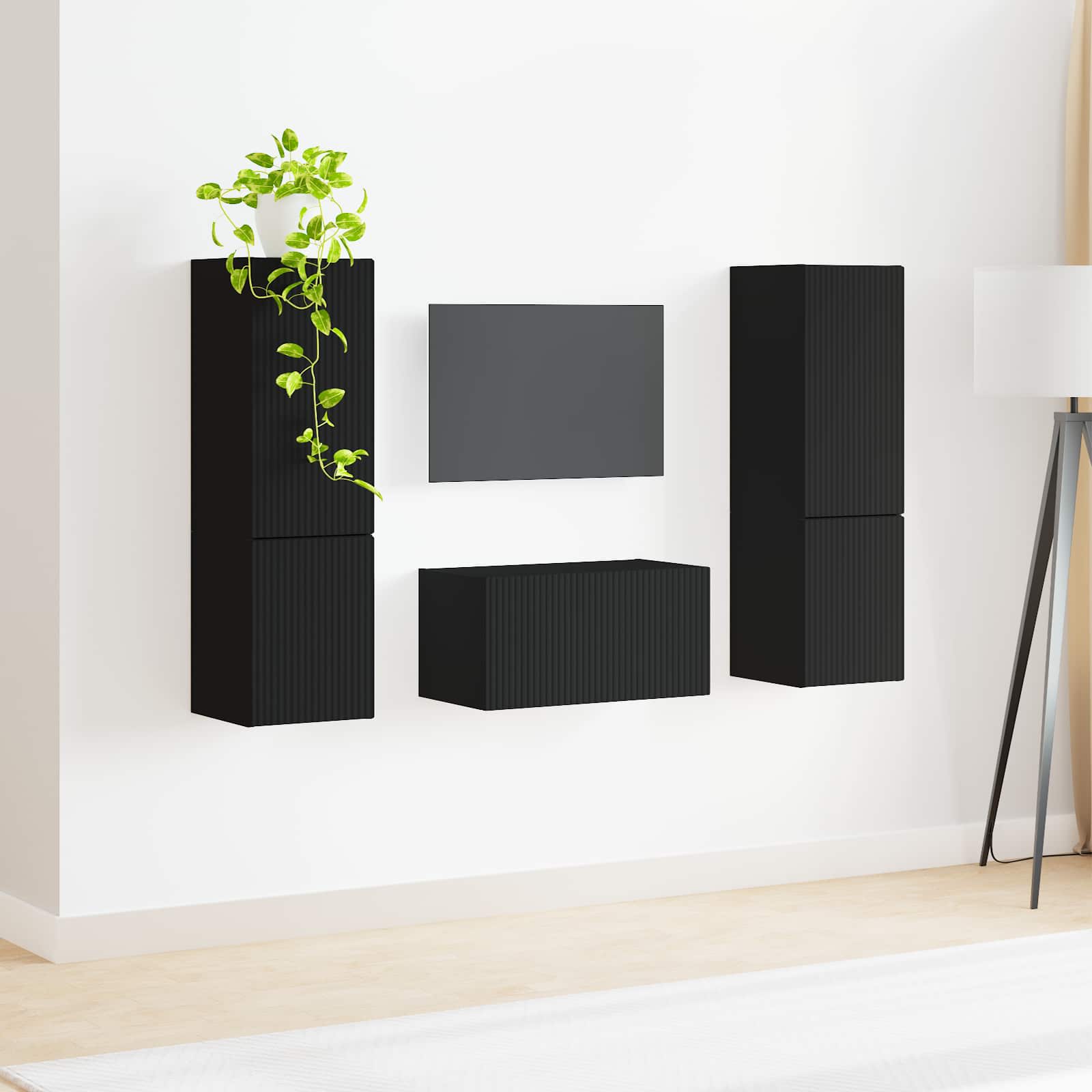 Ensemble meuble TV 5 pcs Noir Bois d'ingénierie - XIOS