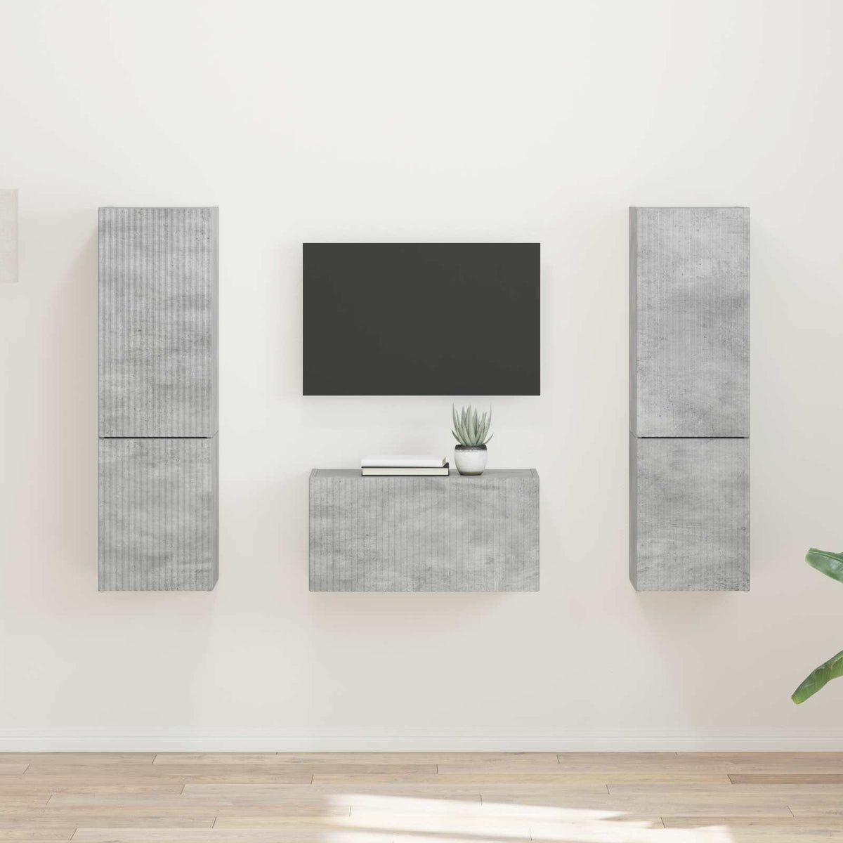 Ensemble meuble TV 5 pc Gris béton Bois d'ingénierie
