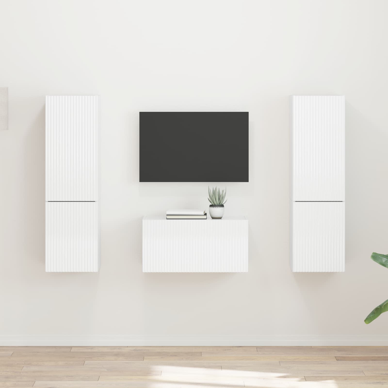 Ensemble meuble TV 5 pcs Blanc brillant Bois d'ingénierie - XIOS