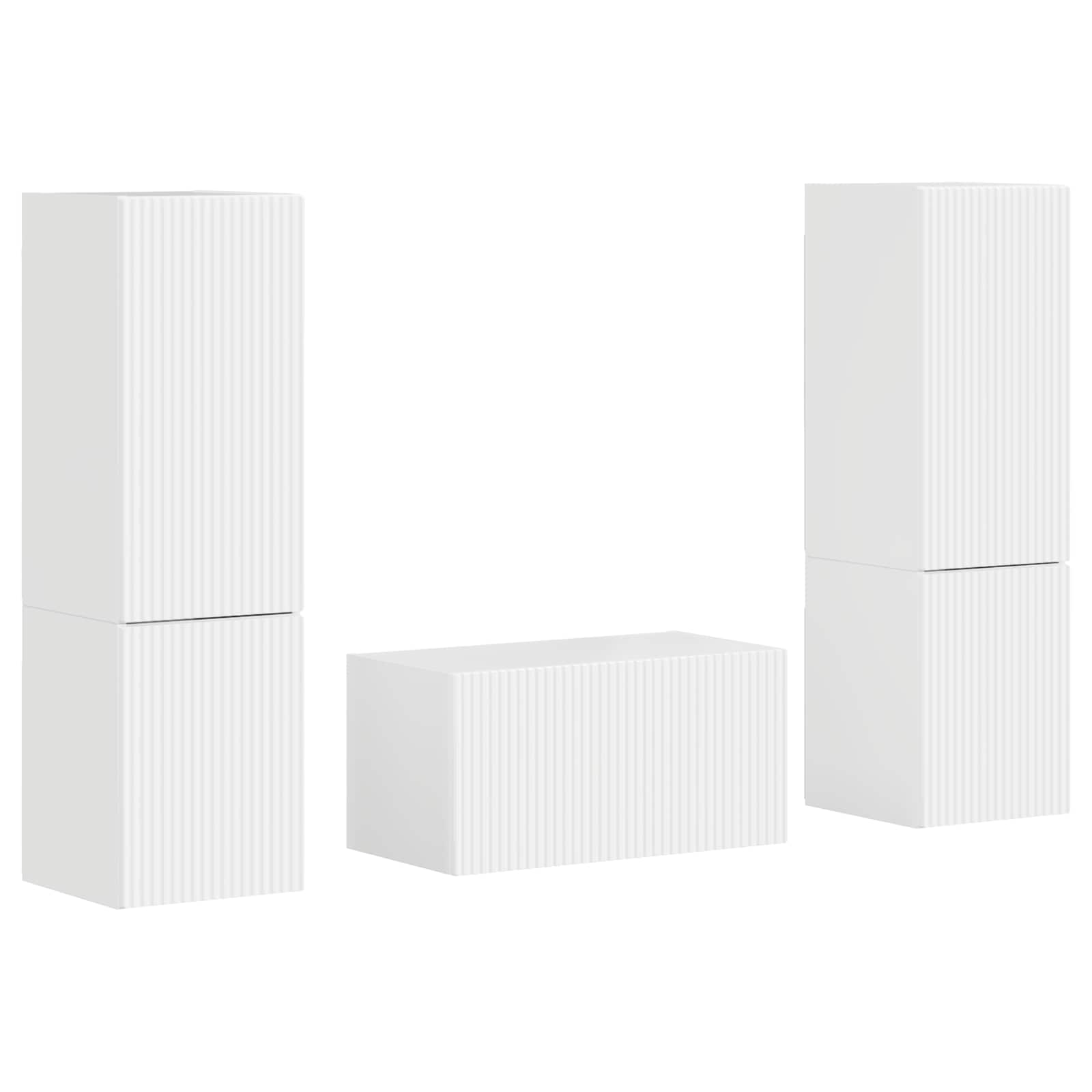 Ensemble meuble TV 5 pcs Blanc brillant Bois d'ingénierie - XIOS