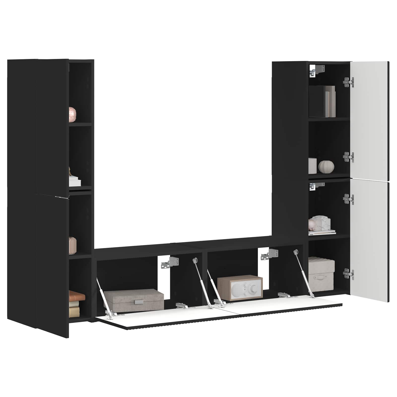 Ensemble meuble TV 6 pcs Noir Bois d'ingénierie - XIOS