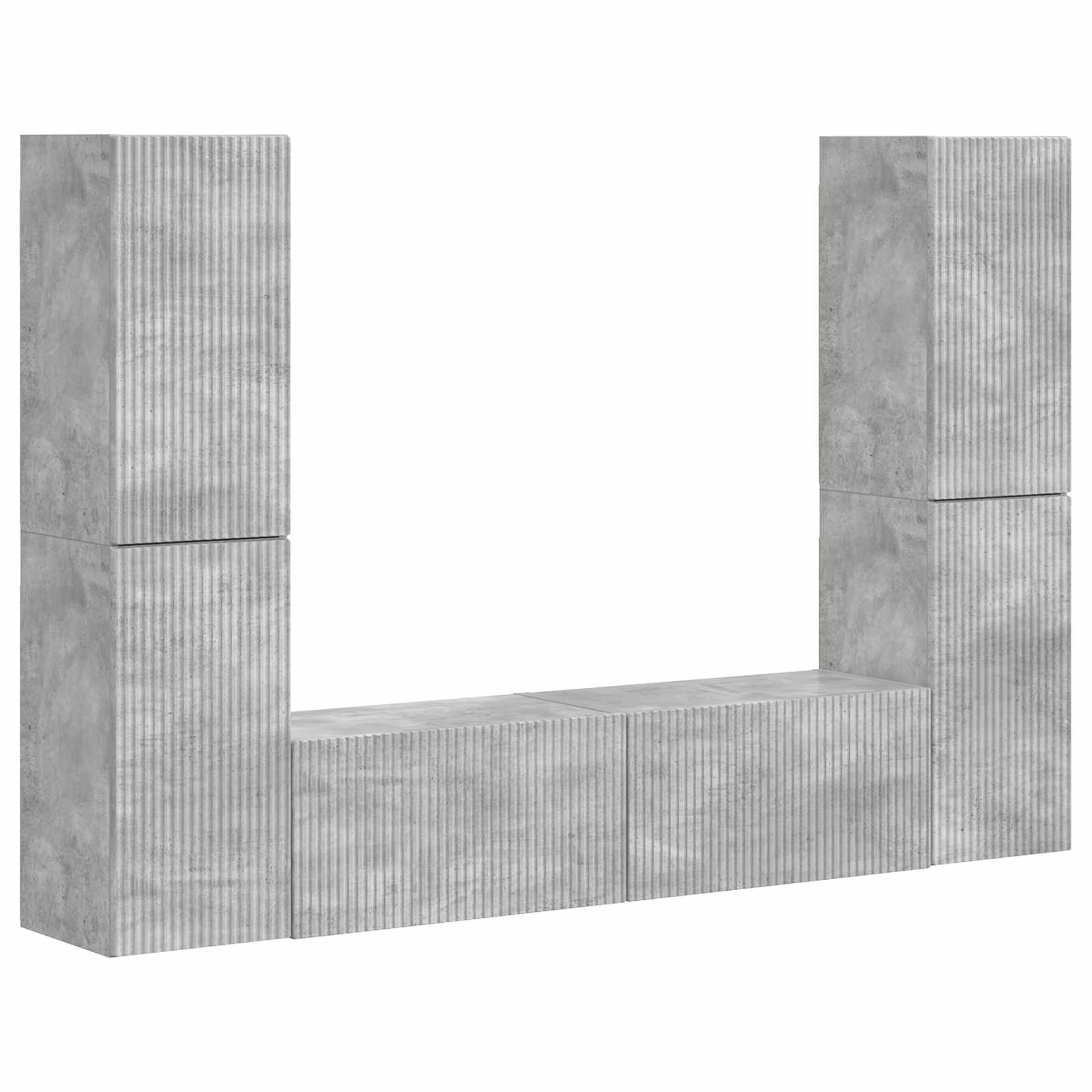 Ensemble meuble TV 6 pc Gris béton Bois d'ingénierie
