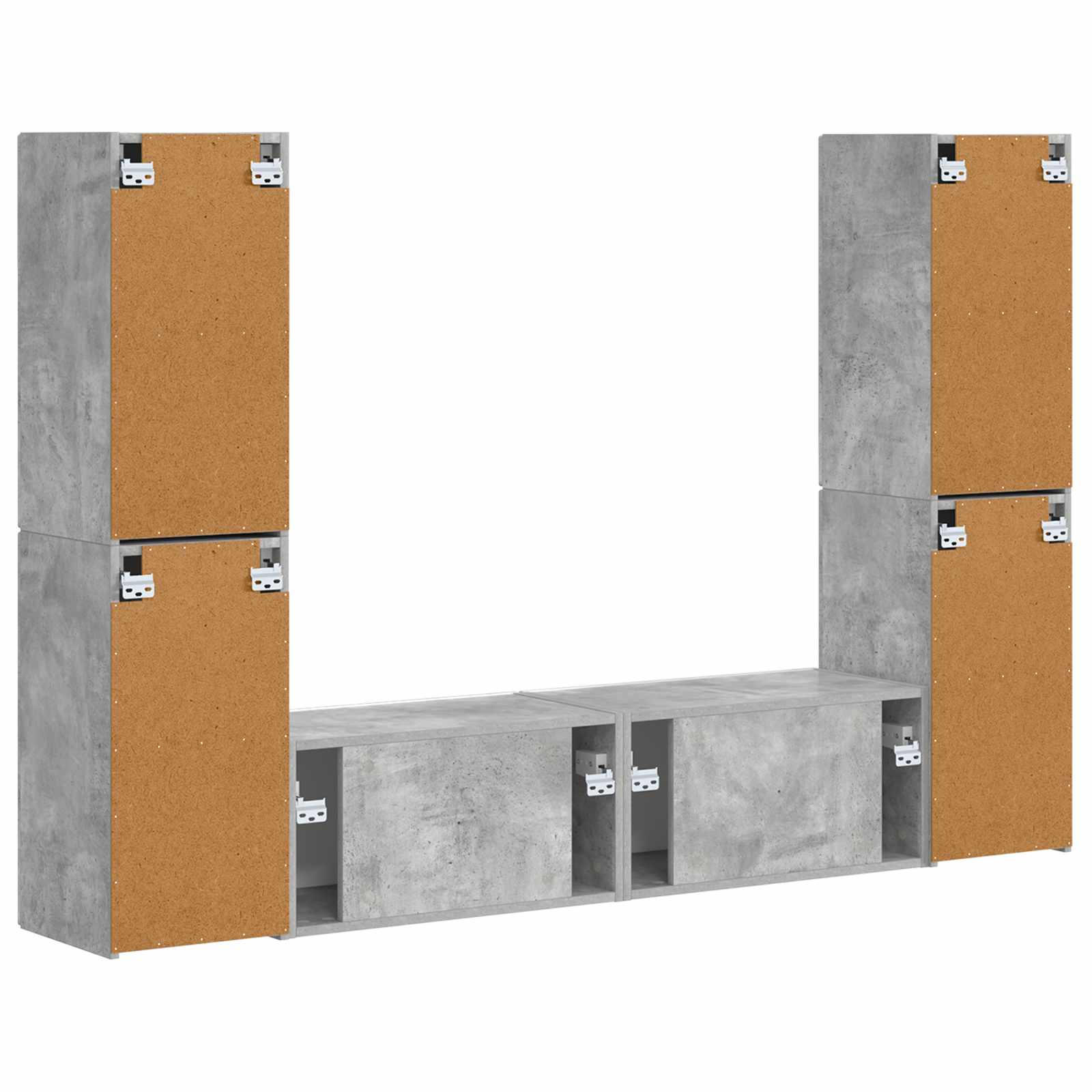 Ensemble meuble TV 6 pc Gris béton Bois d'ingénierie