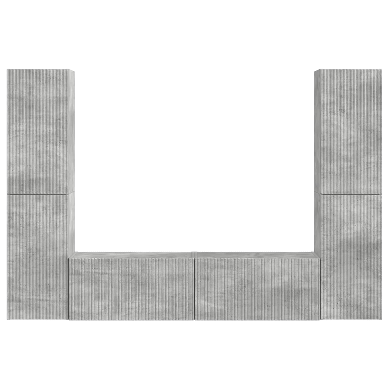 Ensemble meuble TV 6 pc Gris béton Bois d'ingénierie