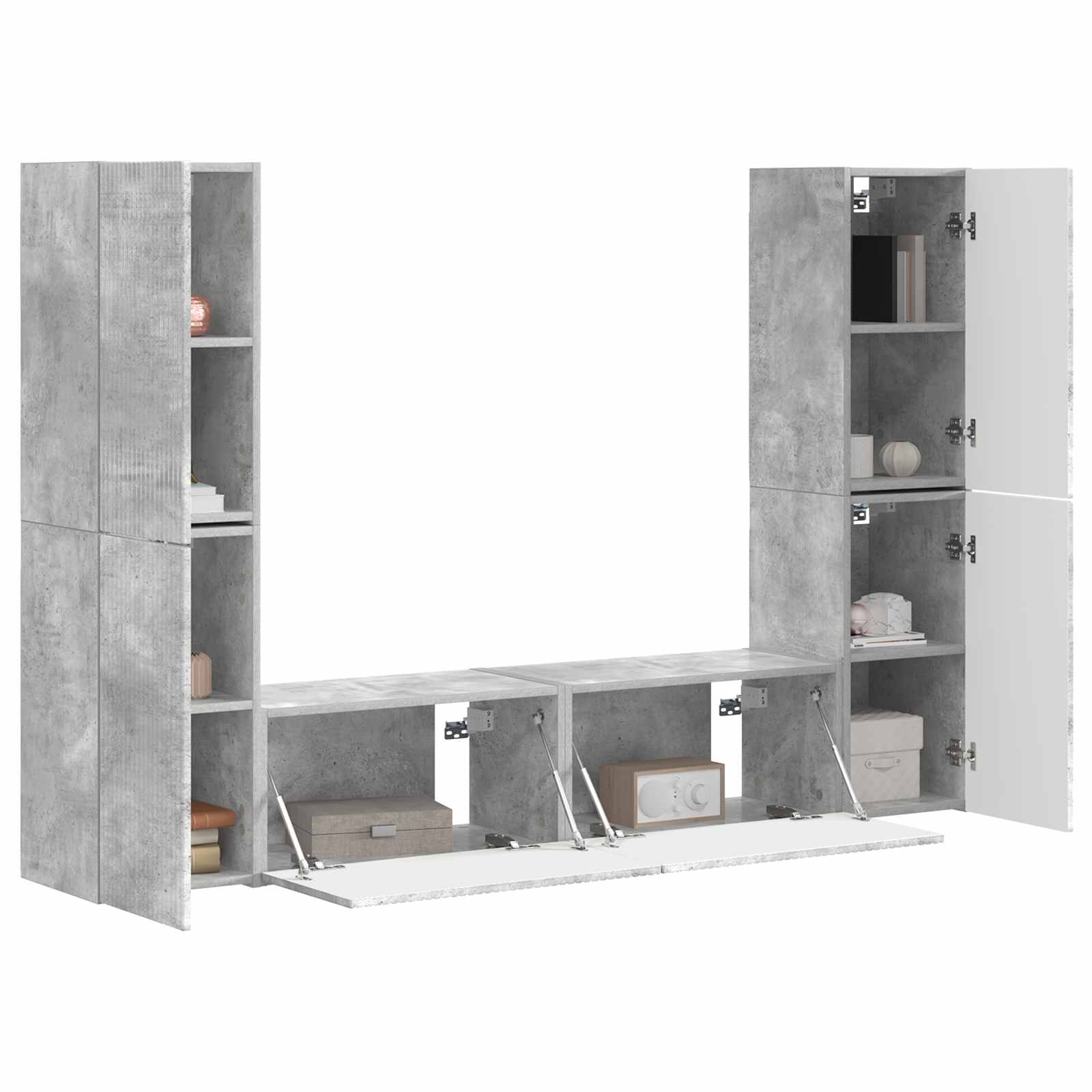 Ensemble meuble TV 6 pc Gris béton Bois d'ingénierie