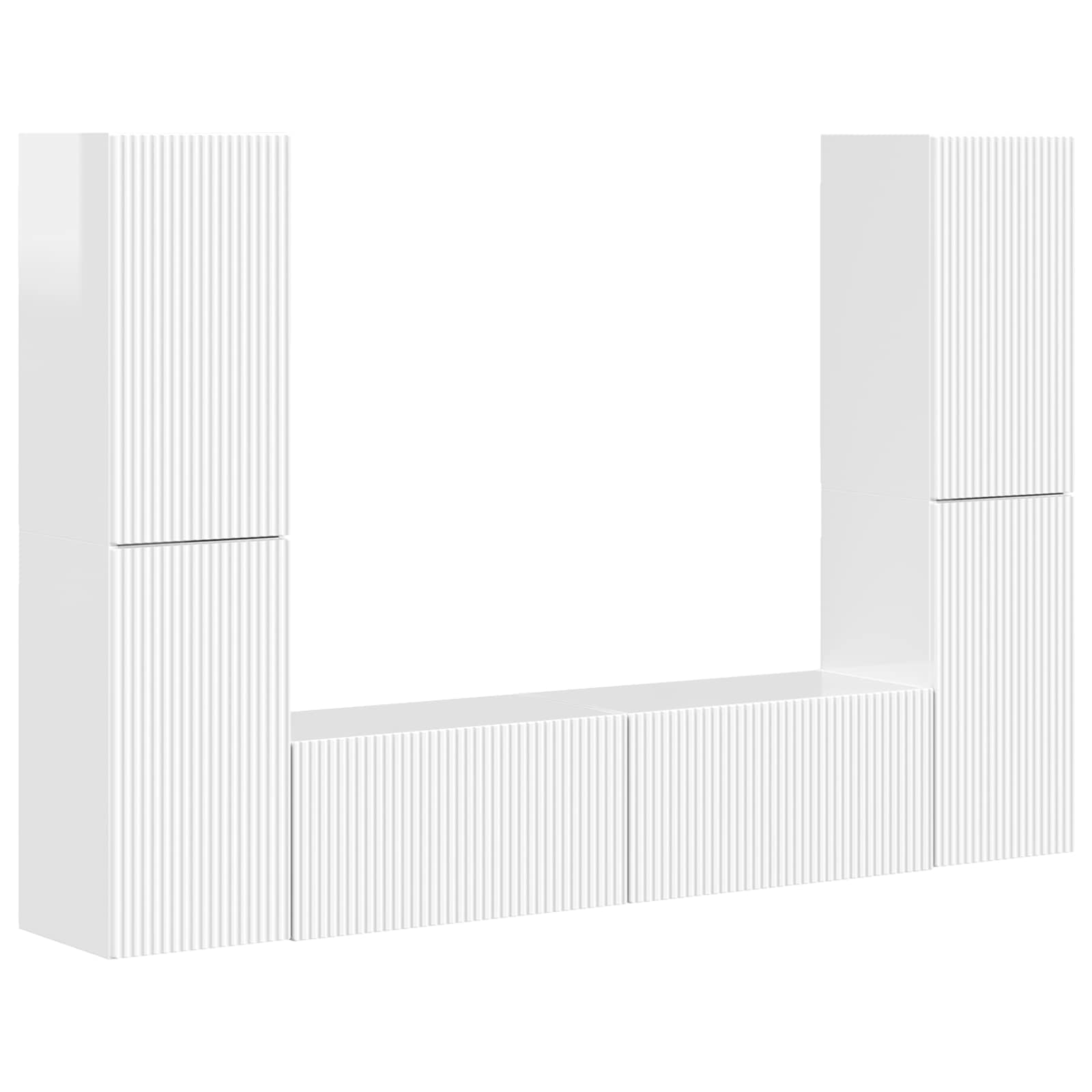 Ensemble meuble TV 6 pc Blanc brillant Bois d'ingénierie