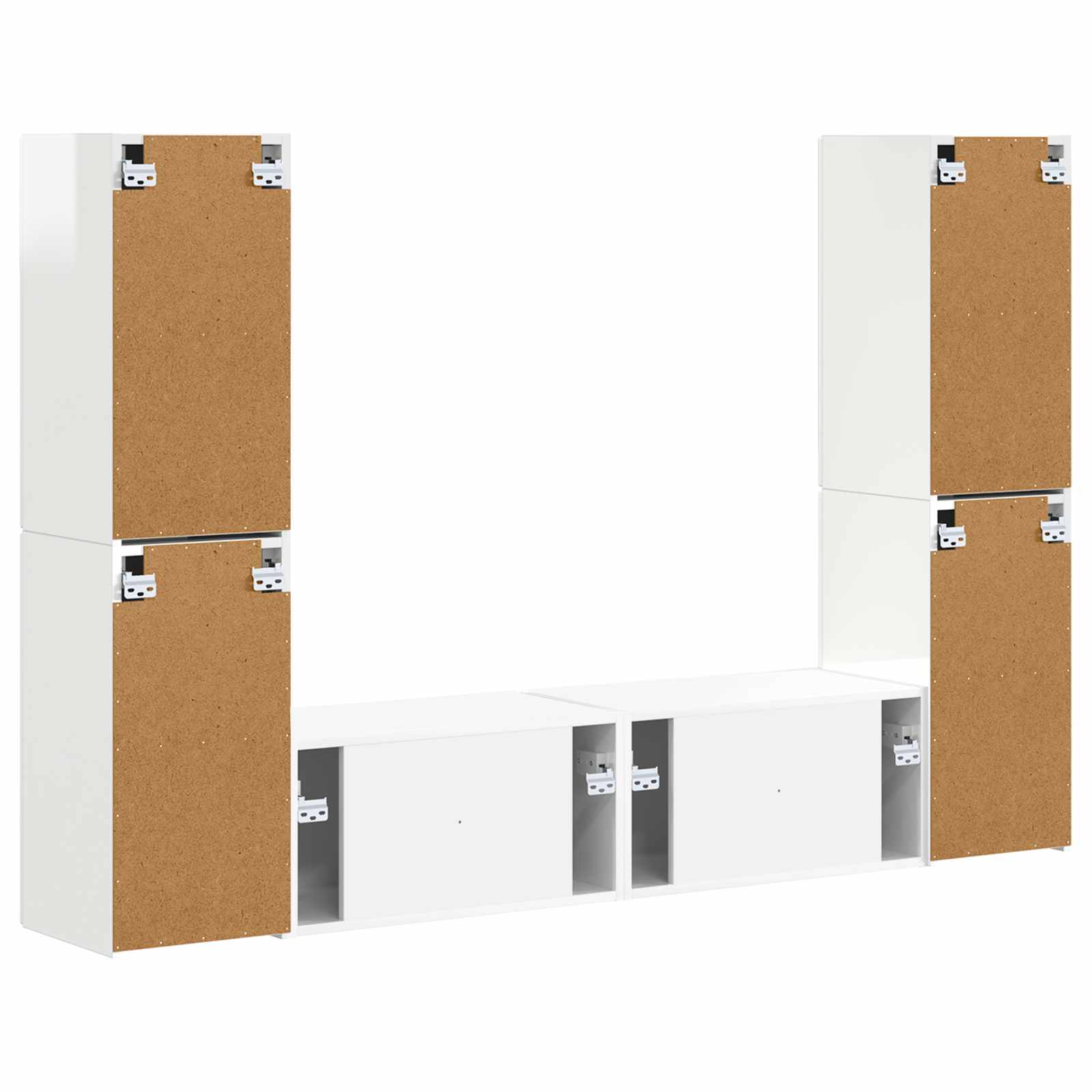 Ensemble meuble TV 6 pc Blanc brillant Bois d'ingénierie