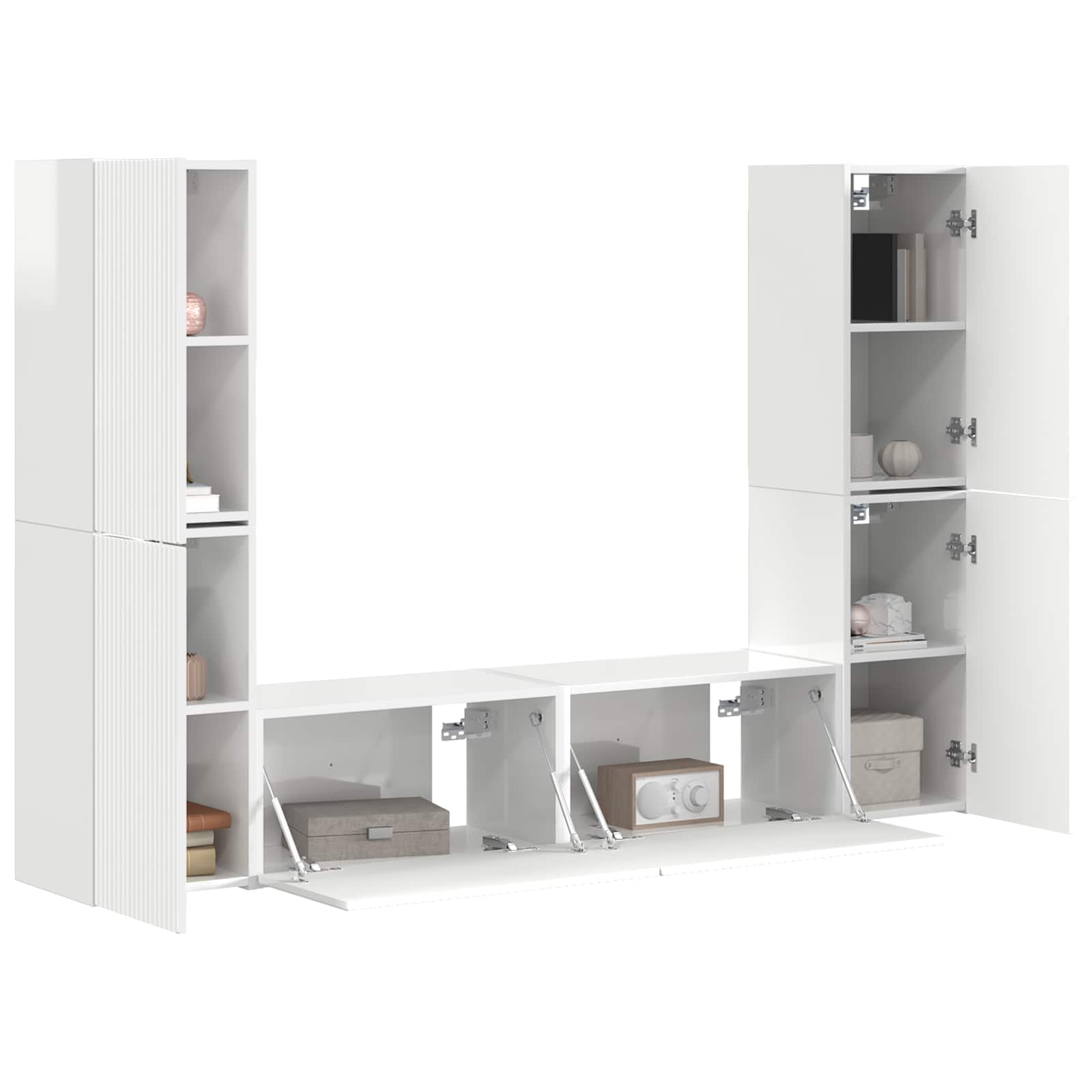 Ensemble meuble TV 6 pc Blanc brillant Bois d'ingénierie