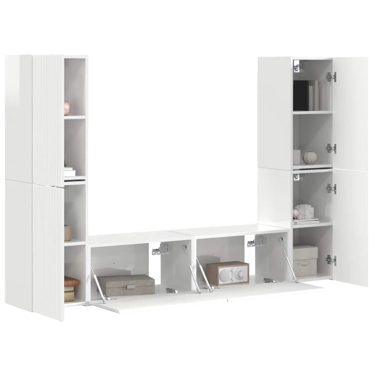 Ensemble meuble TV 6 pc Blanc brillant Bois d’ingénierie - XIOS