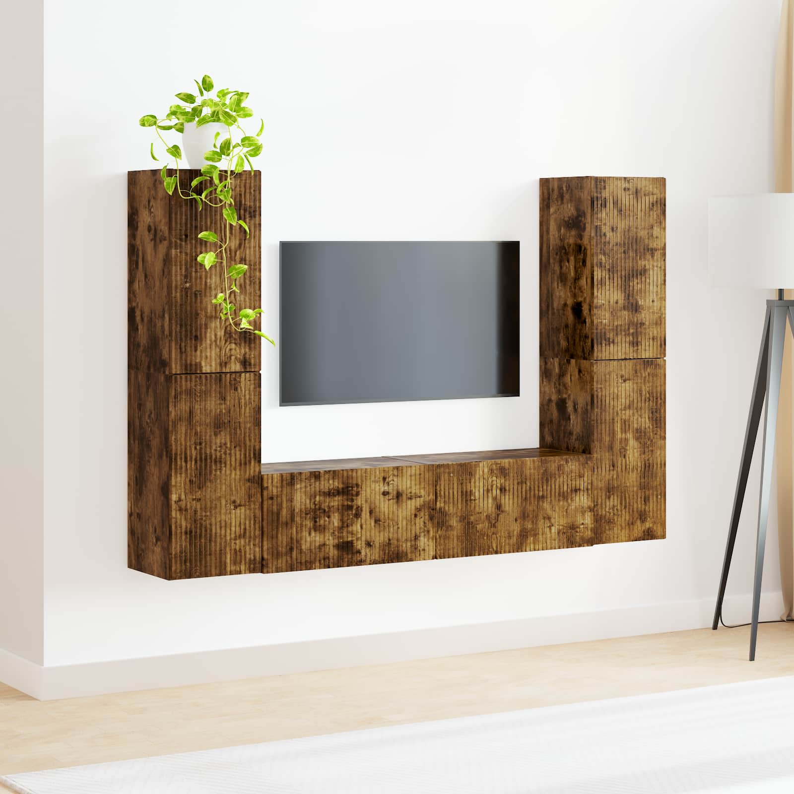Ensemble meuble TV 6 pc Chêne fumé Bois d'ingénierie