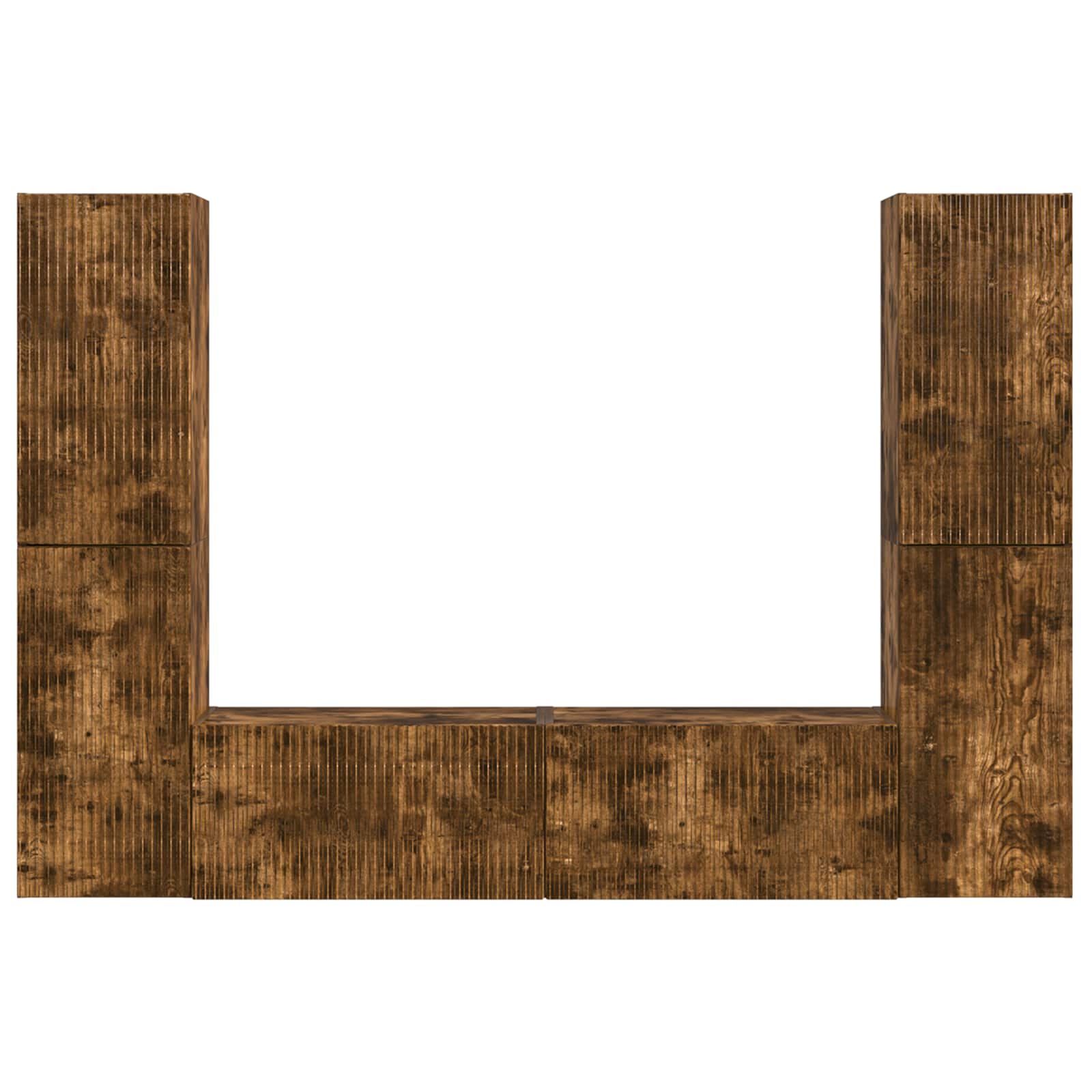 Ensemble meuble TV 6 pc Chêne fumé Bois d'ingénierie