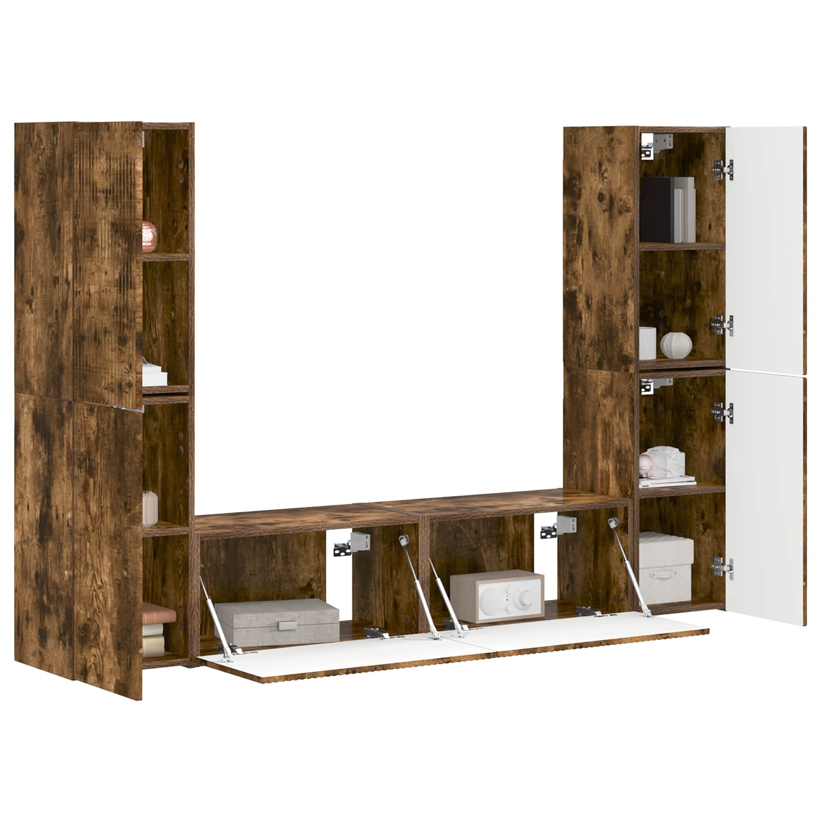 Ensemble meuble TV 6 pc Chêne fumé Bois d'ingénierie