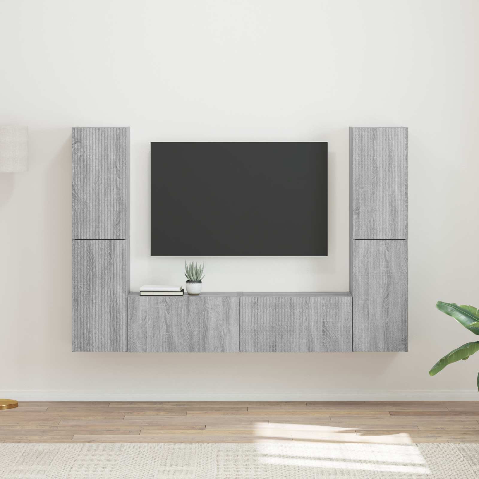 Ensemble meuble TV 6 pc Gris Sonoma Bois d'ingénierie