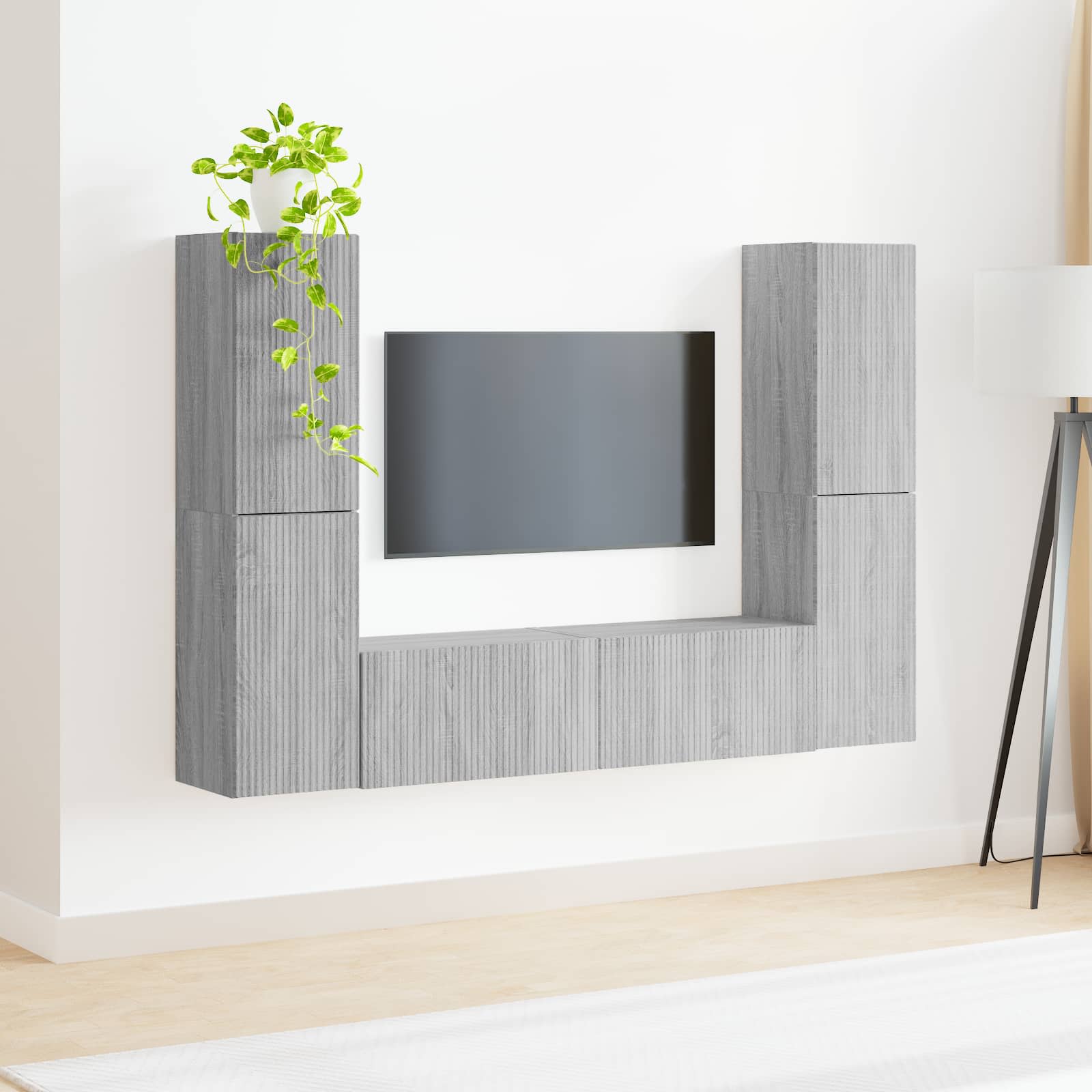 Ensemble meuble TV 6 pc Gris Sonoma Bois d'ingénierie