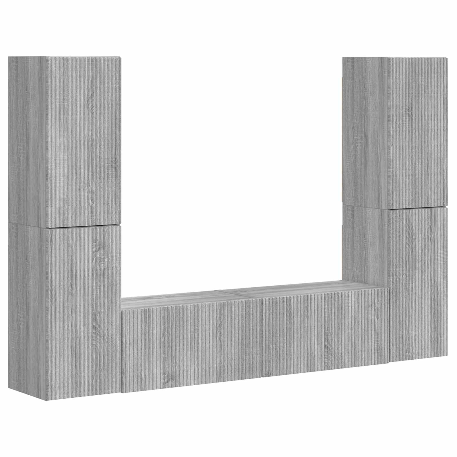 Ensemble meuble TV 6 pc Gris Sonoma Bois d'ingénierie
