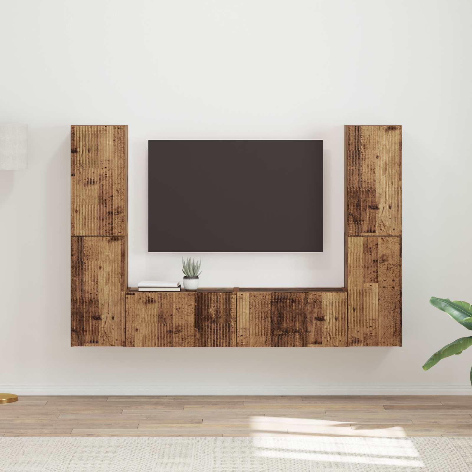 Ensemble meuble TV 6 pc Bois Ancien Bois d'ingénierie