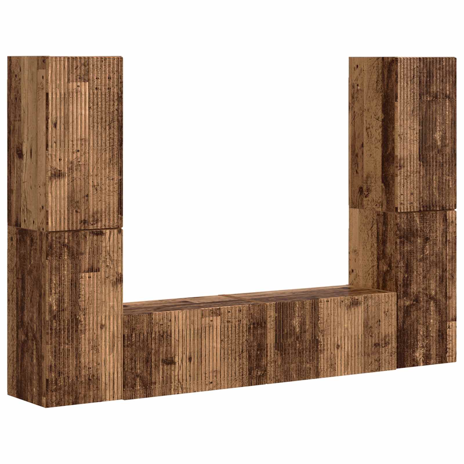 Ensemble meuble TV 6 pc Bois Ancien Bois d'ingénierie