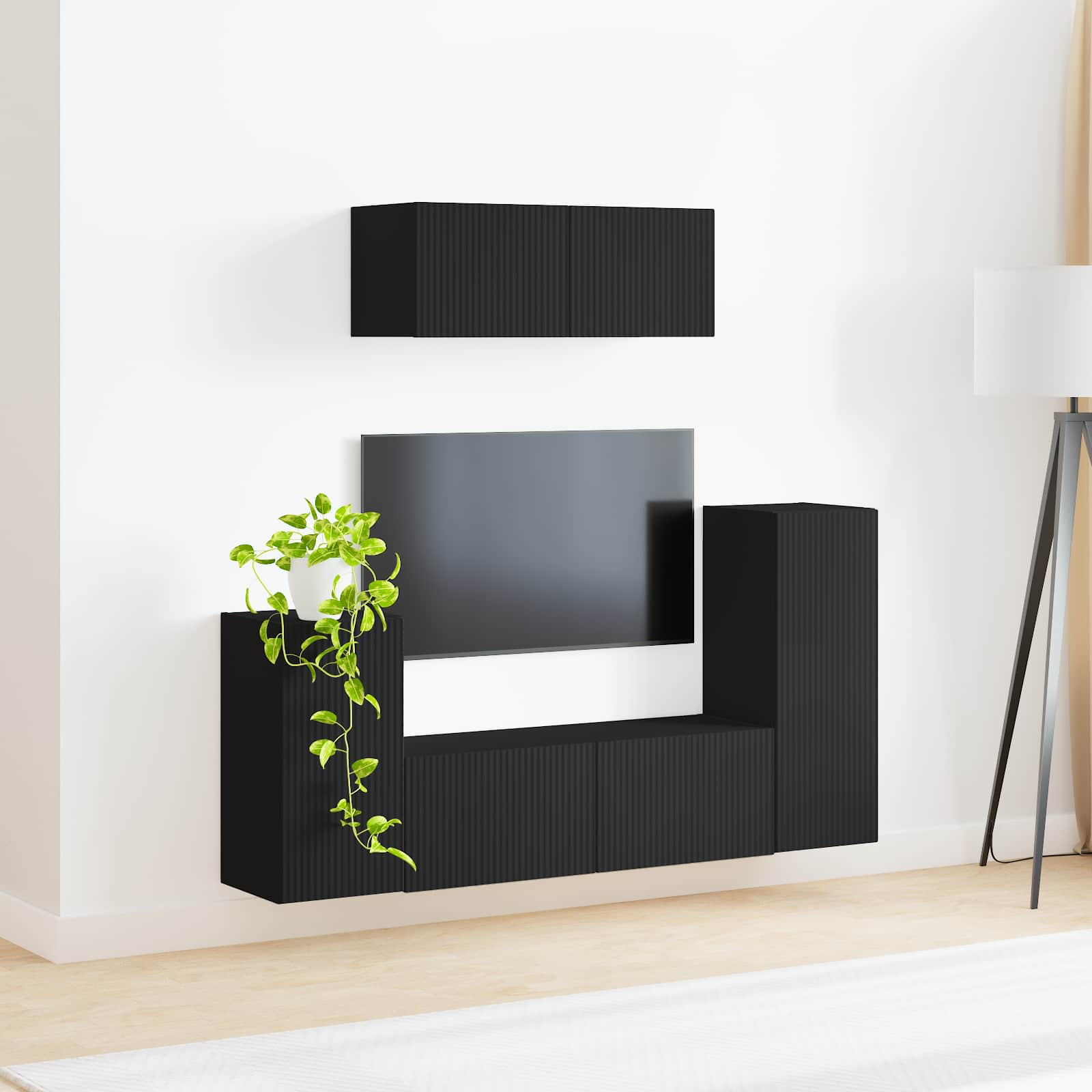 Ensemble meuble TV 4 pc Noir Bois d'ingénierie