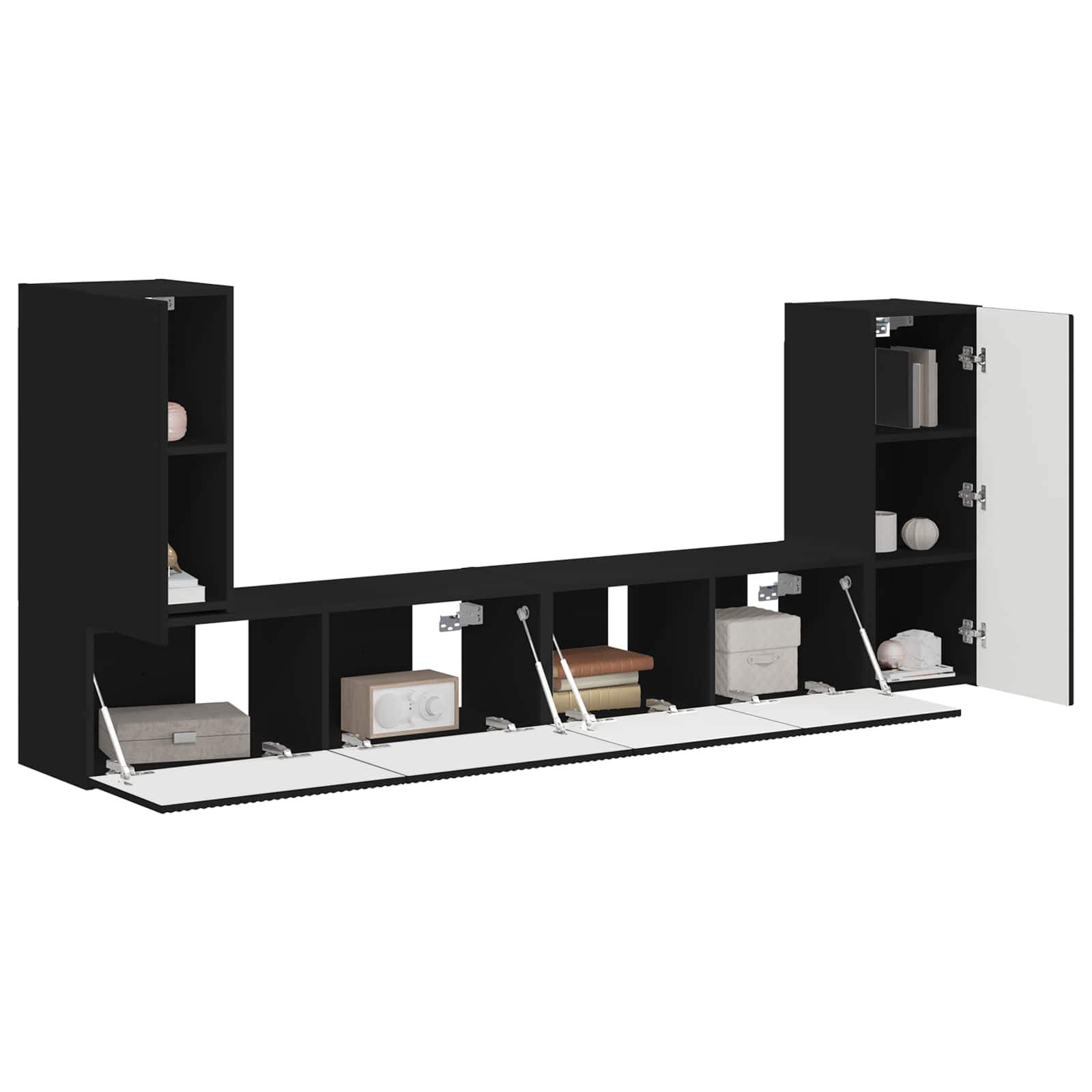 Ensemble meuble TV 4 pc Noir Bois d'ingénierie