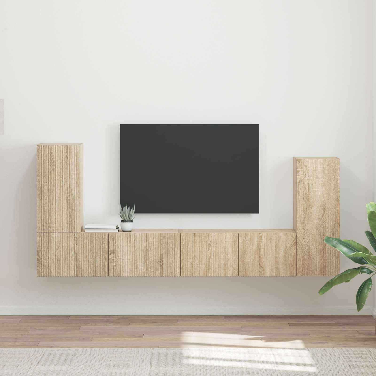 Ensemble meuble TV 4 pc Chêne Sonoma Bois d'ingénierie