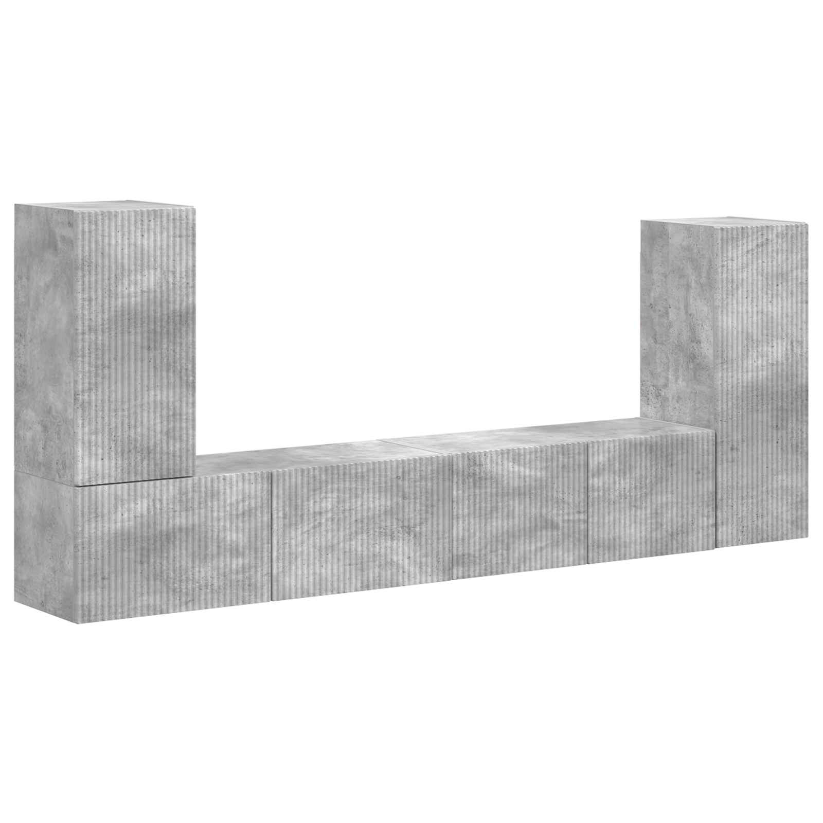 Ensemble meuble TV 4 pcs Gris béton Bois d'ingénierie - XIOS