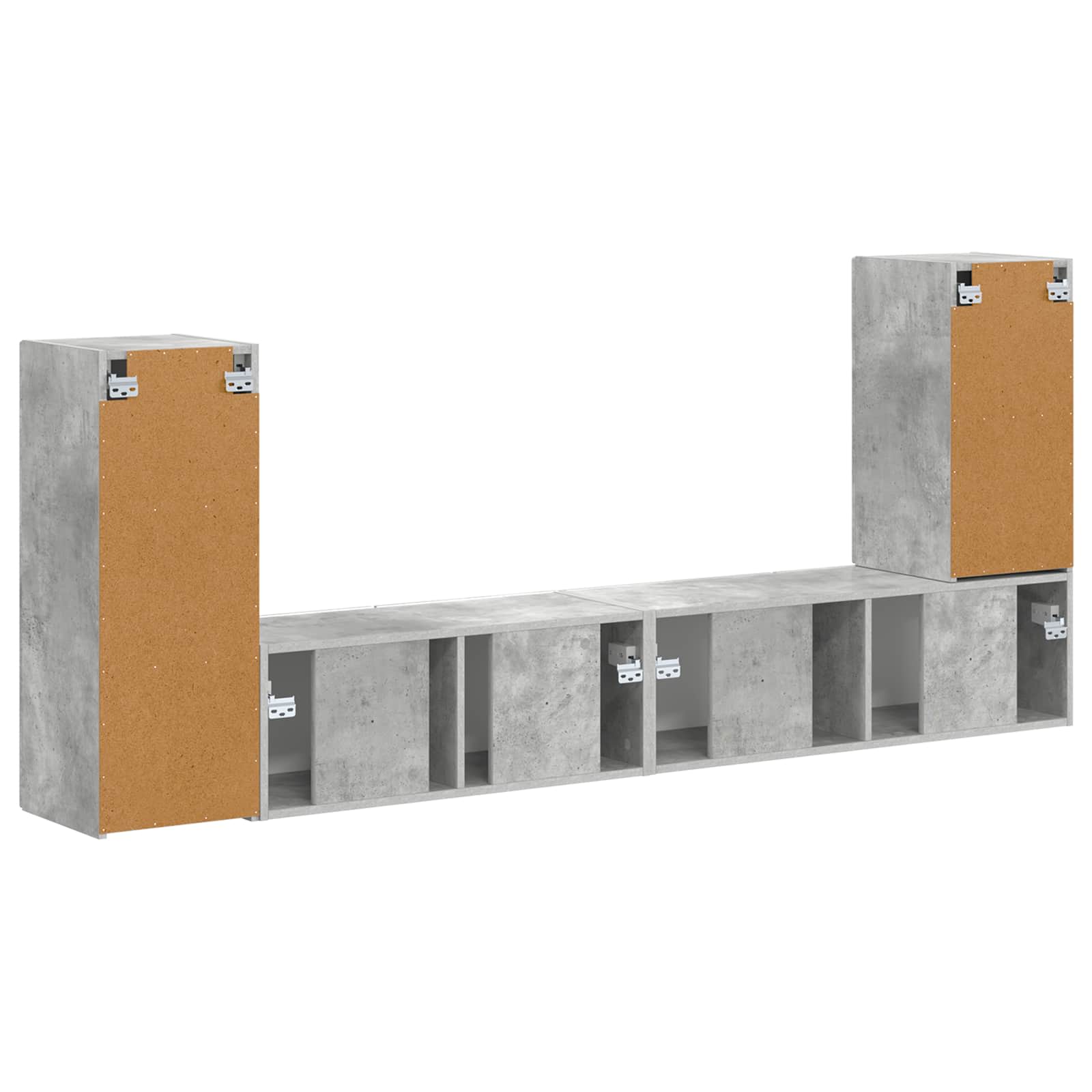 Ensemble meuble TV 4 pc Gris béton Bois d'ingénierie