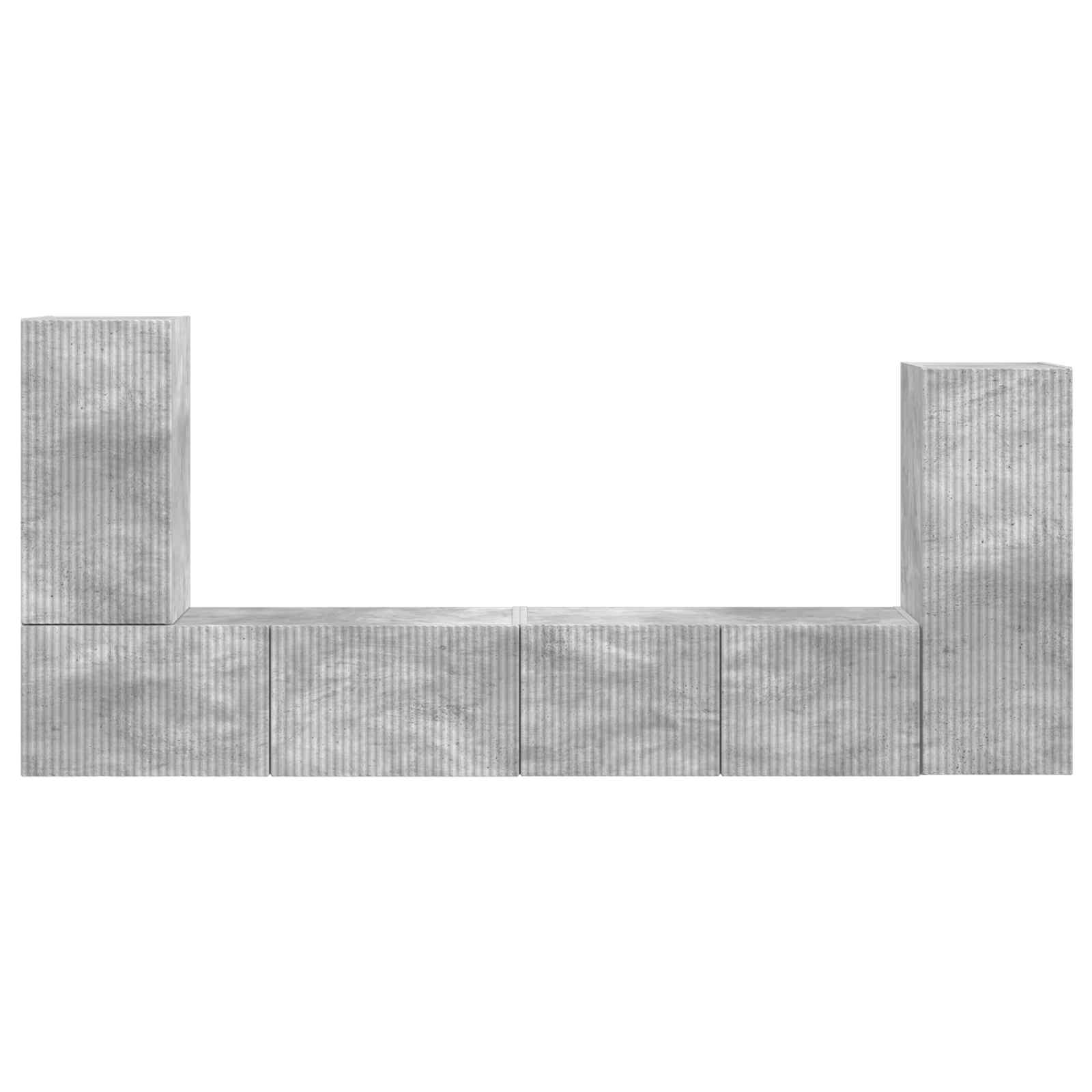 Ensemble meuble TV 4 pc Gris béton Bois d'ingénierie