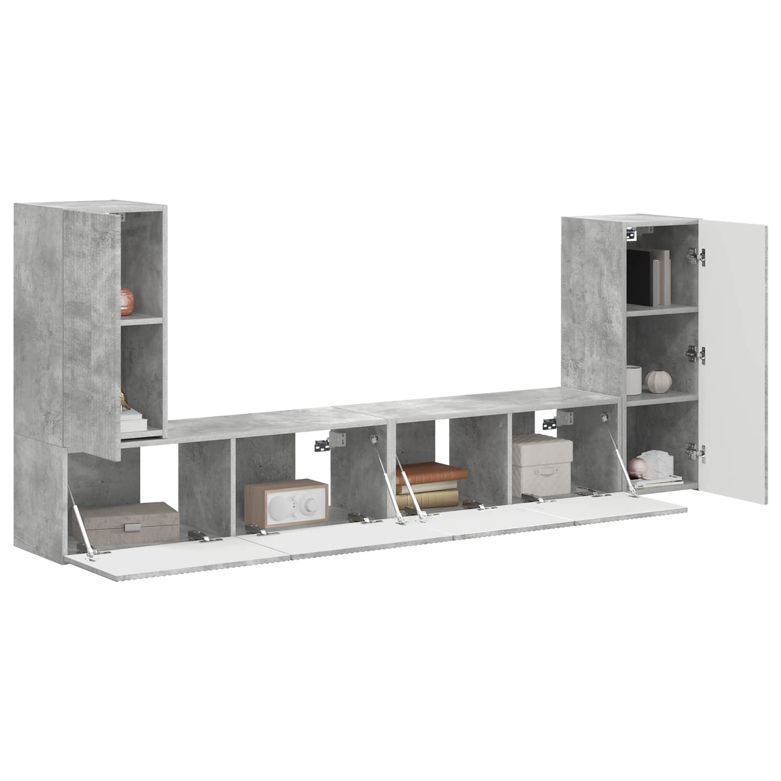 Ensemble meuble TV 4 pc Gris béton Bois d'ingénierie