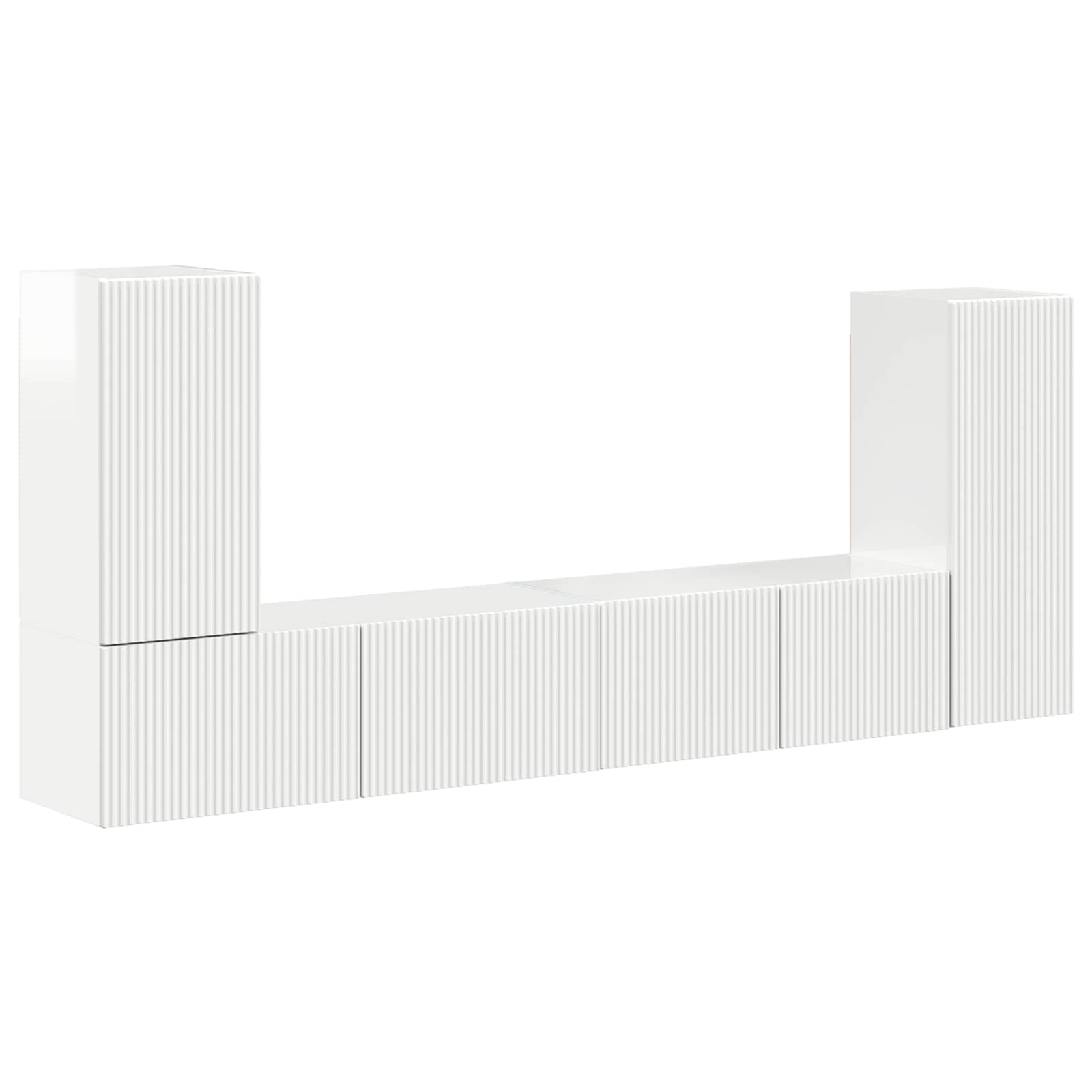 Ensemble meuble TV 4 pc Blanc brillant Bois d'ingénierie