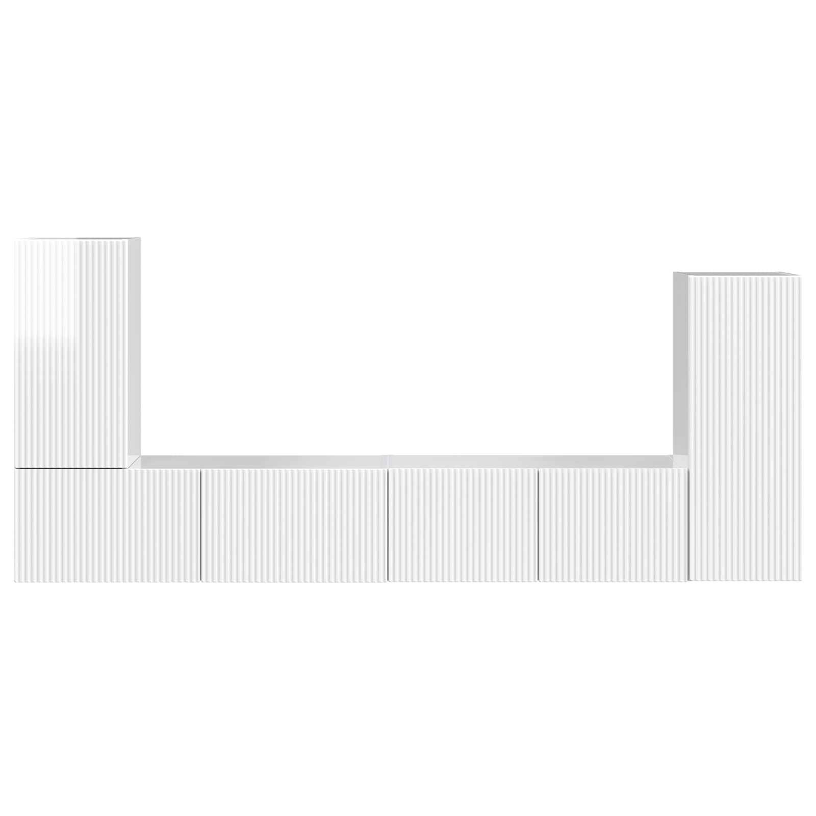 Ensemble meuble TV 4 pc Blanc brillant Bois d'ingénierie