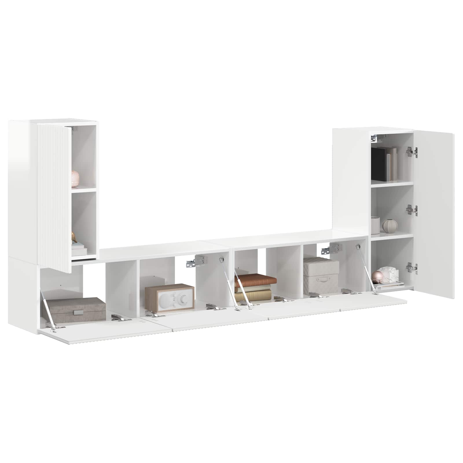 Ensemble meuble TV 4 pc Blanc brillant Bois d'ingénierie