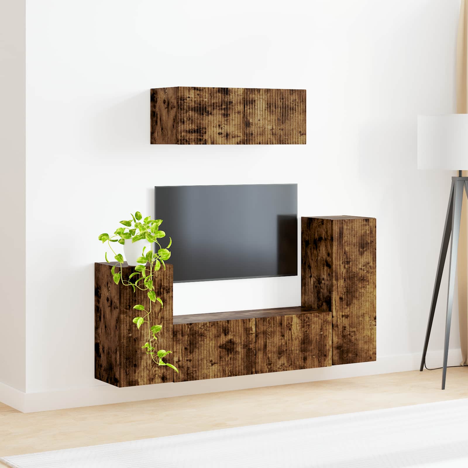 Ensemble meuble TV 4 pcs Chêne fumé Bois d'ingénierie - XIOS