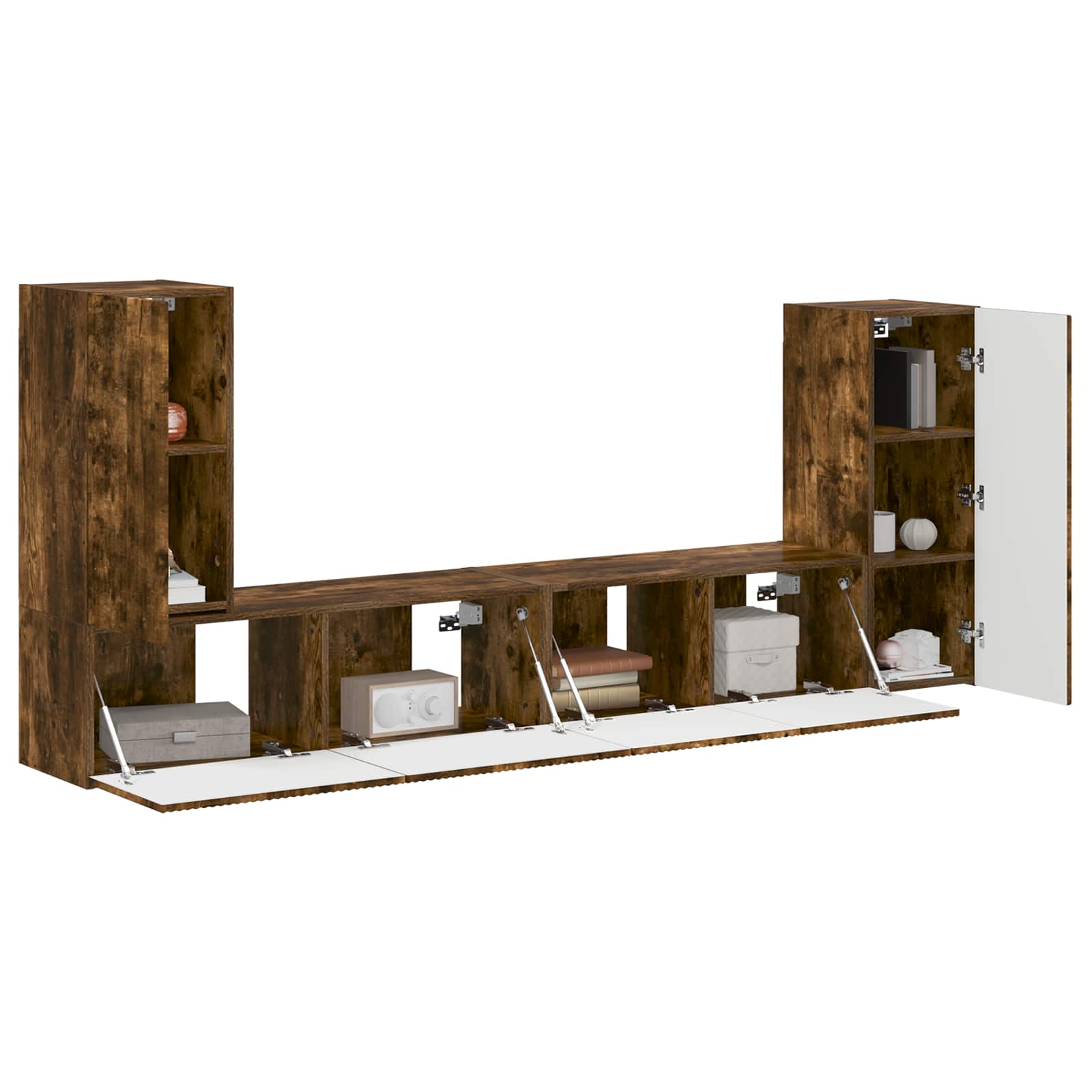Ensemble meuble TV 4 pc Chêne fumé Bois d'ingénierie