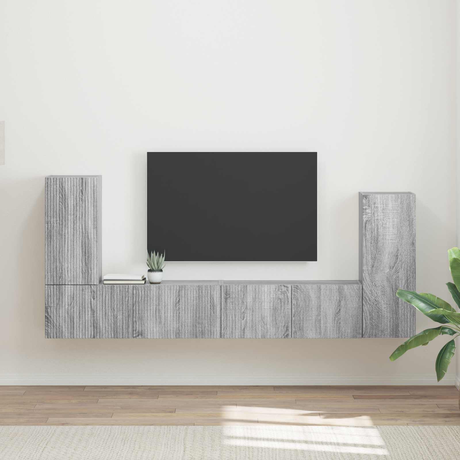 Ensemble meuble TV 4 pc Gris Sonoma Bois d'ingénierie