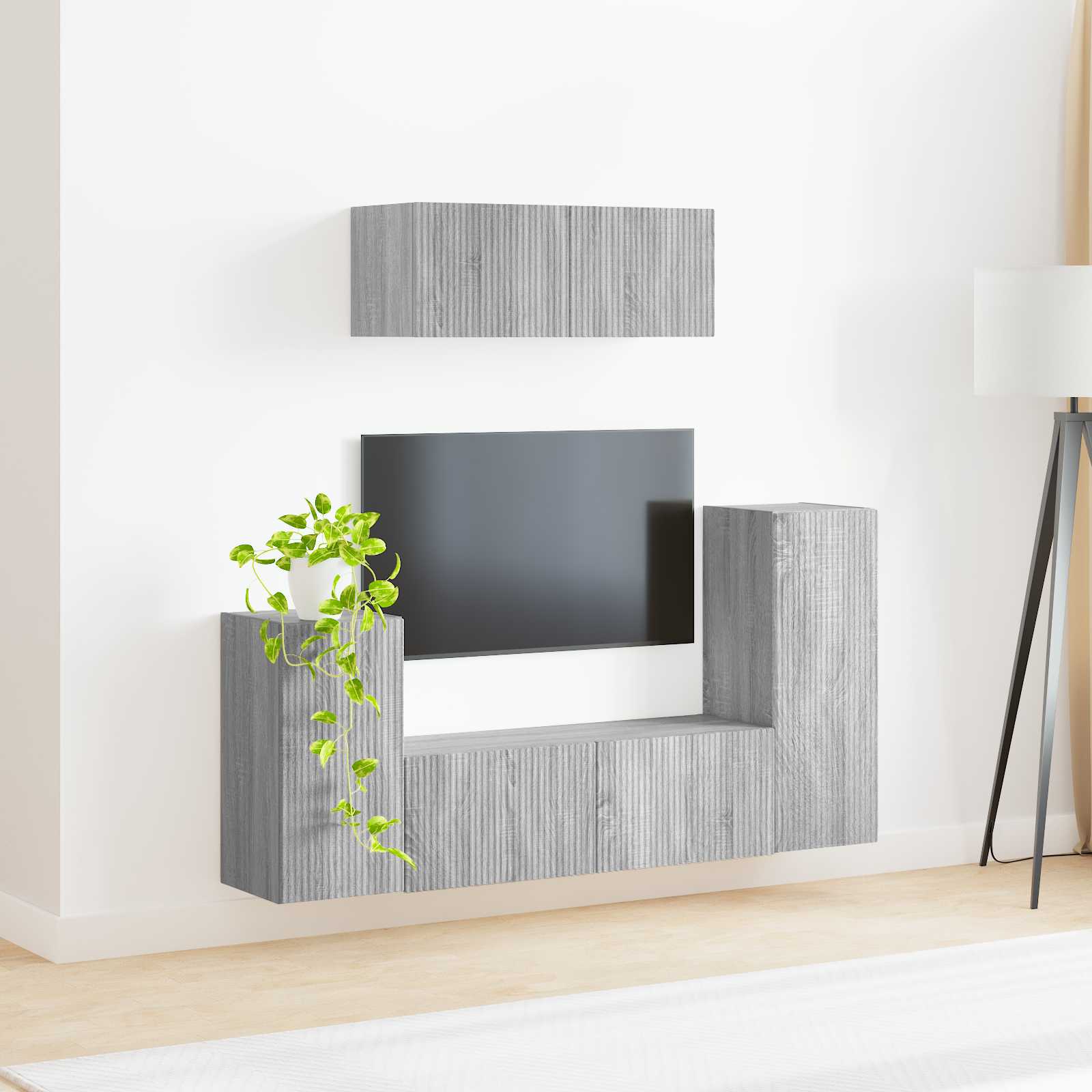 Ensemble meuble TV 4 pc Gris Sonoma Bois d'ingénierie
