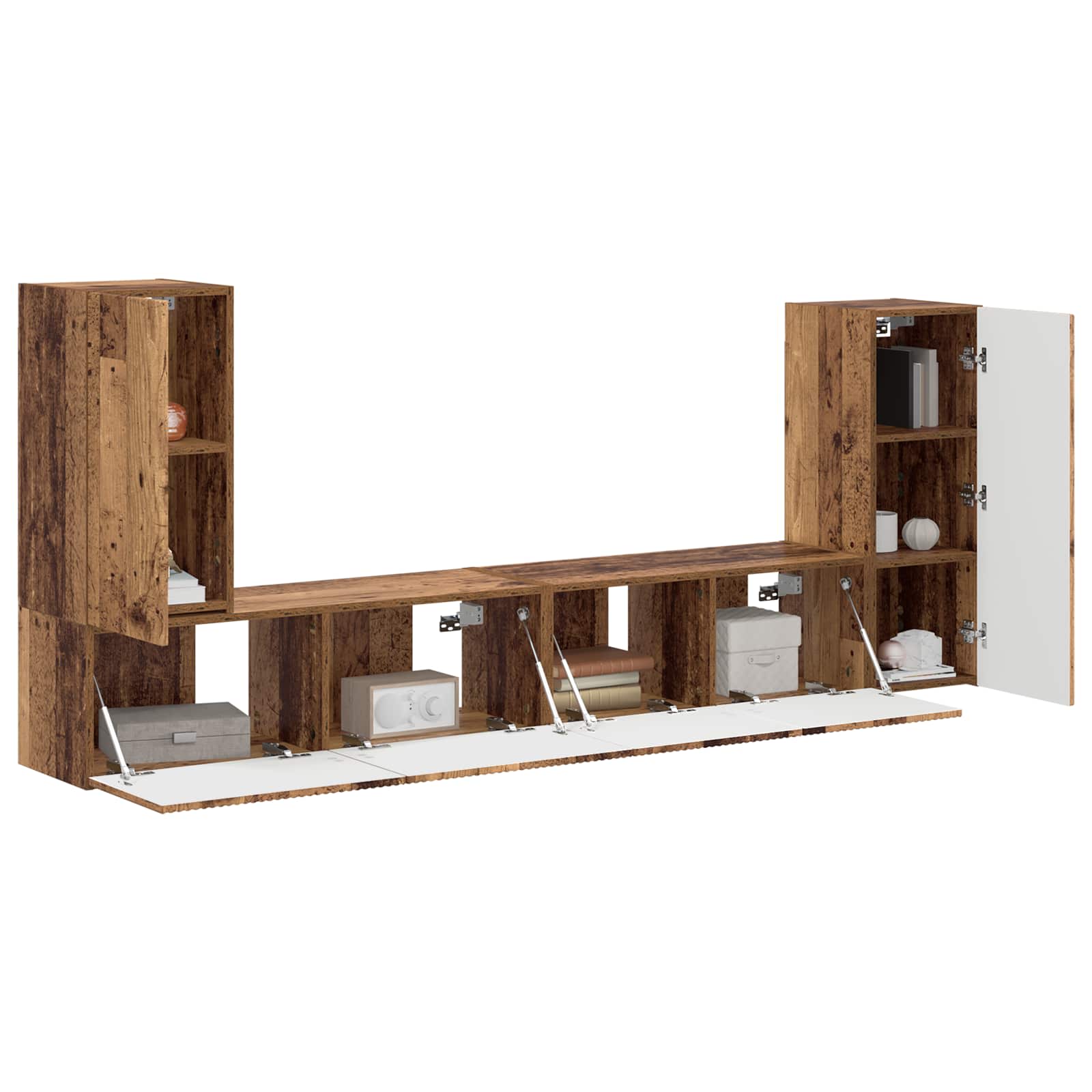 Ensemble meuble TV 4 pc Bois Ancien Bois d'ingénierie
