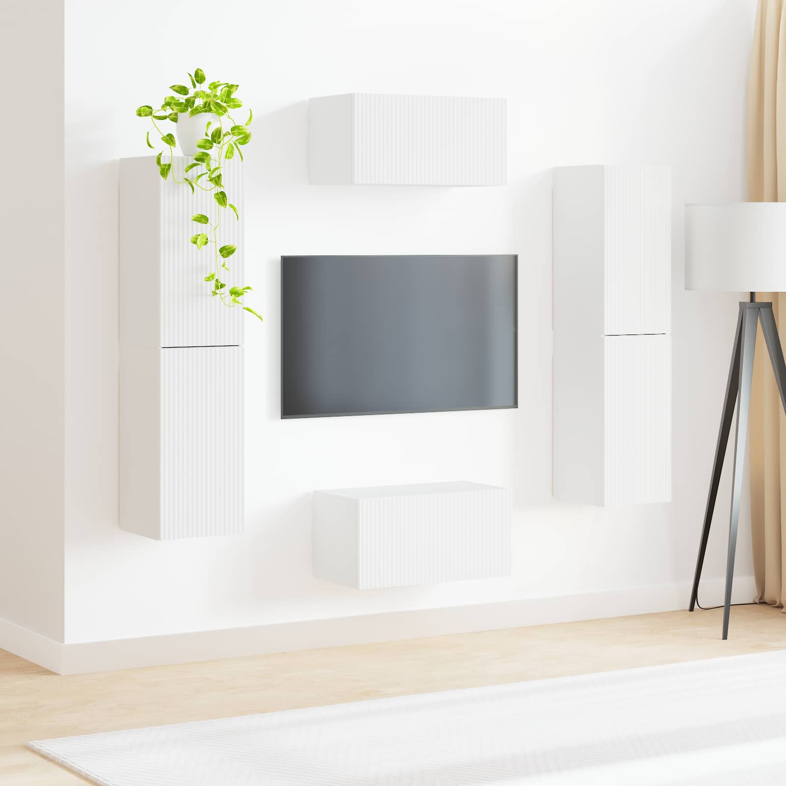 Ensemble meuble TV 6 pc Blanc Bois d'ingénierie