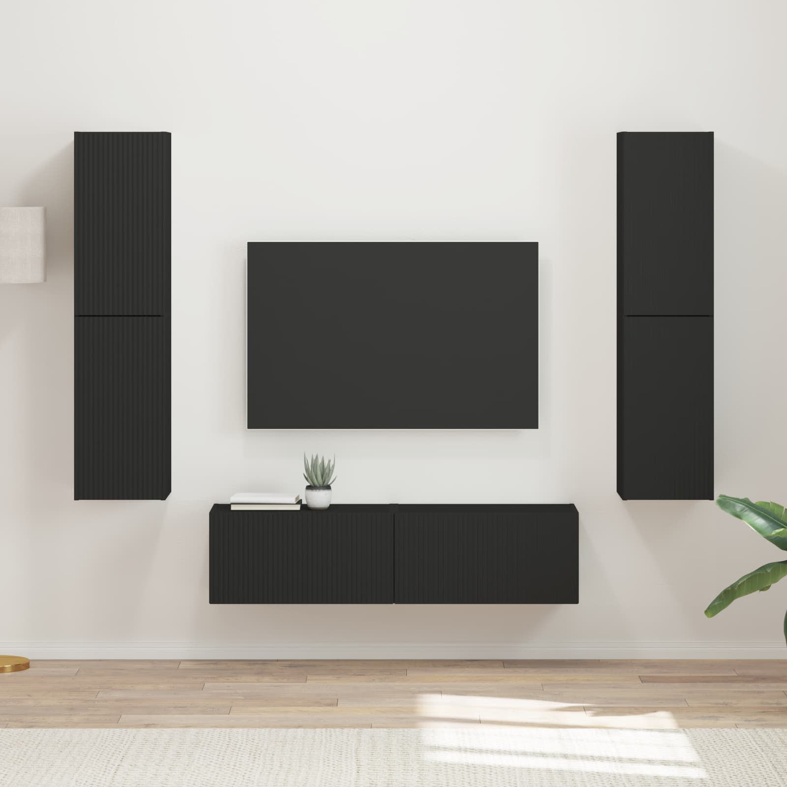 Ensemble meuble TV 6 pc Noir Bois d'ingénierie