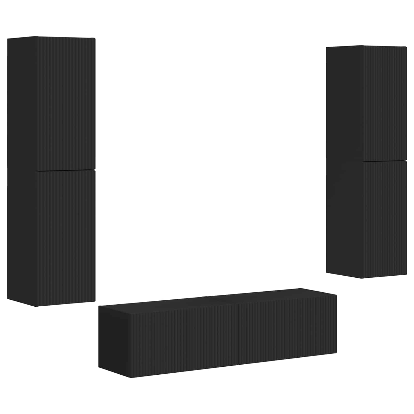 Ensemble meuble TV 6 pc Noir Bois d'ingénierie