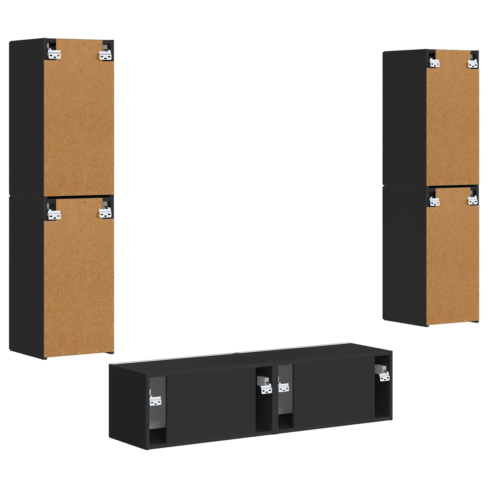 Ensemble meuble TV 6 pc Noir Bois d'ingénierie