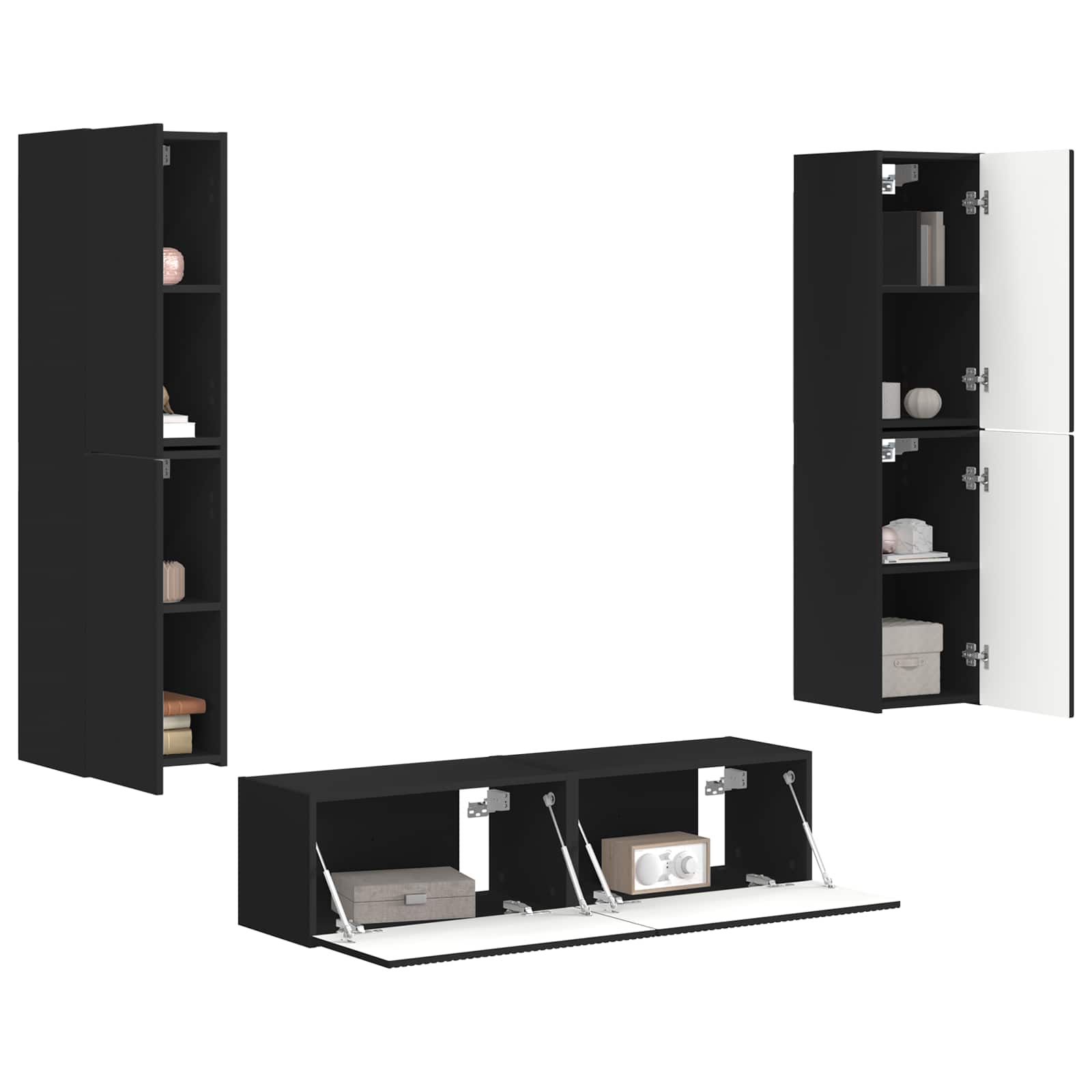 Ensemble meuble TV 6 pc Noir Bois d'ingénierie