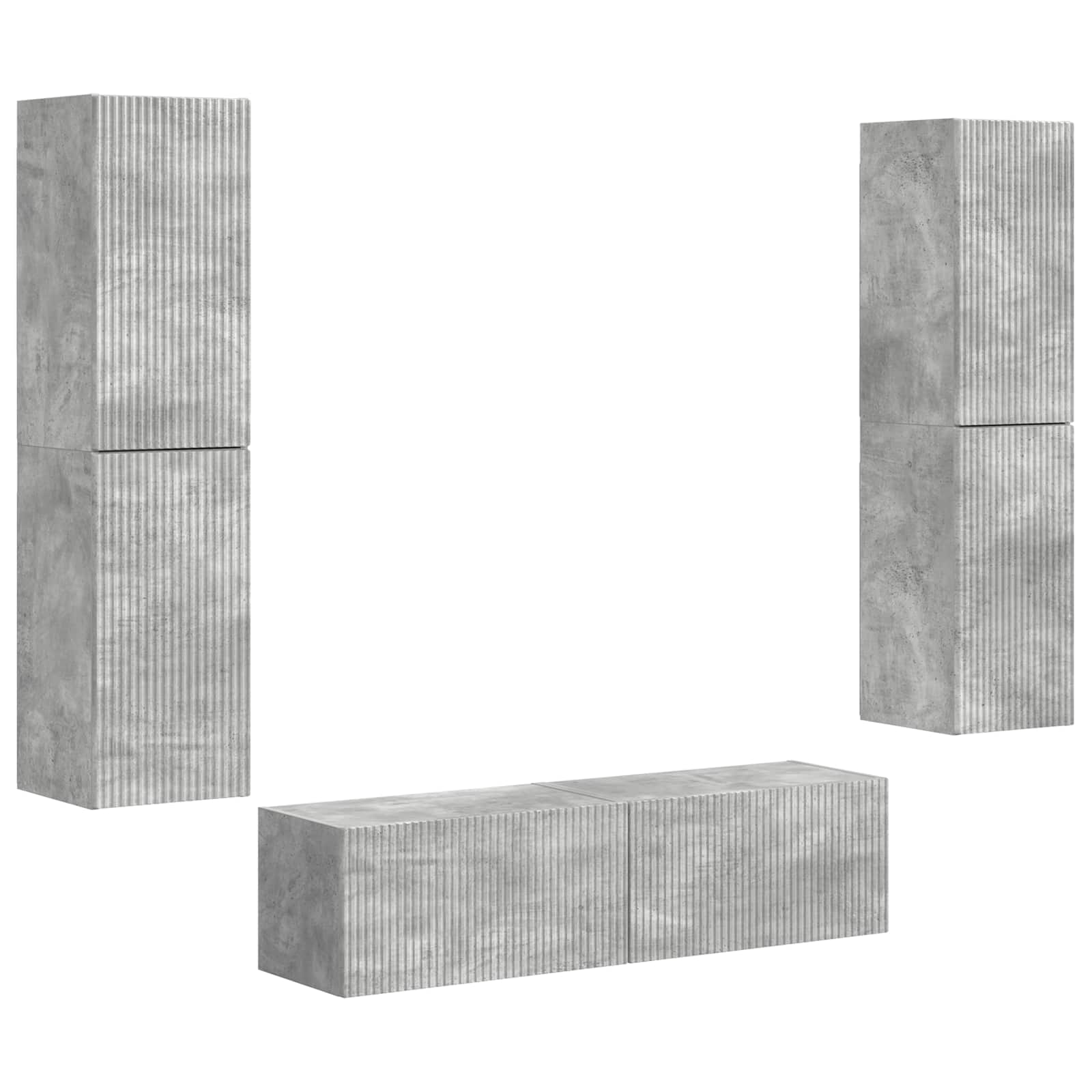 Ensemble meuble TV 6 pc Gris béton Bois d'ingénierie